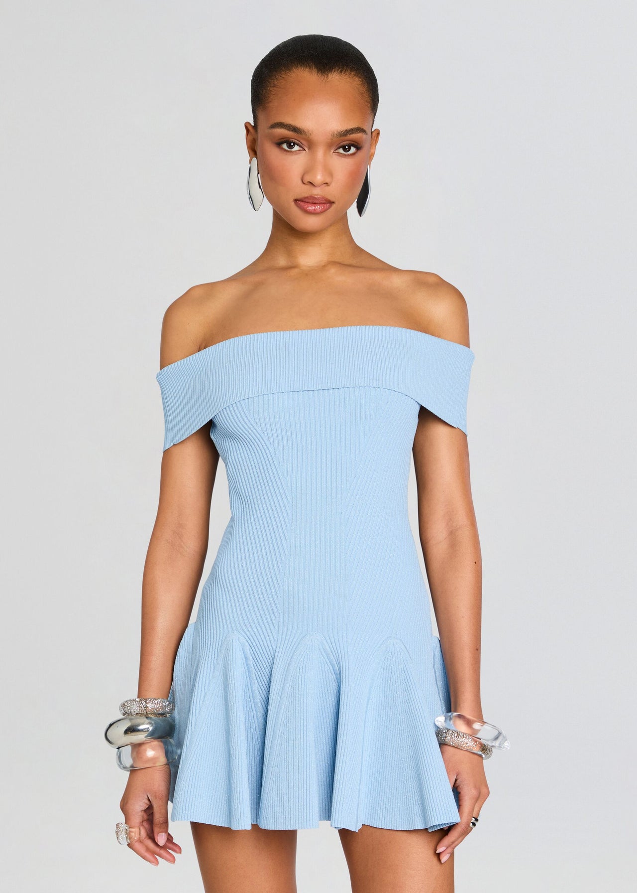 metallic light blue dress M2K34113