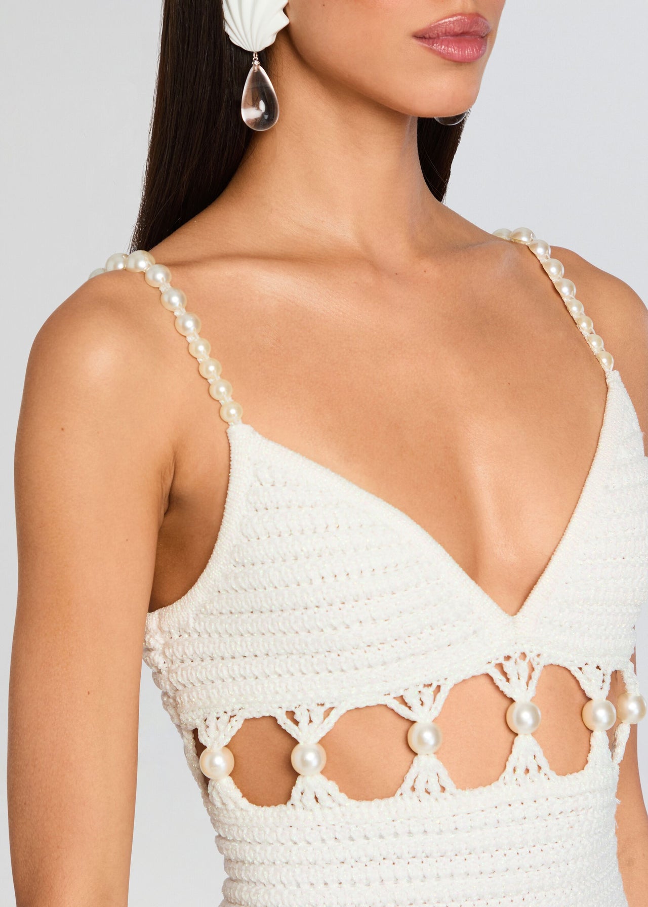 Retrofete Marlo Crochet Dress in White - Size L