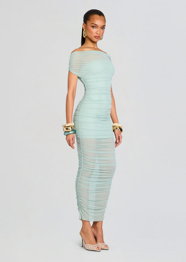 Noel Off Shoulder Mesh Midi Dress