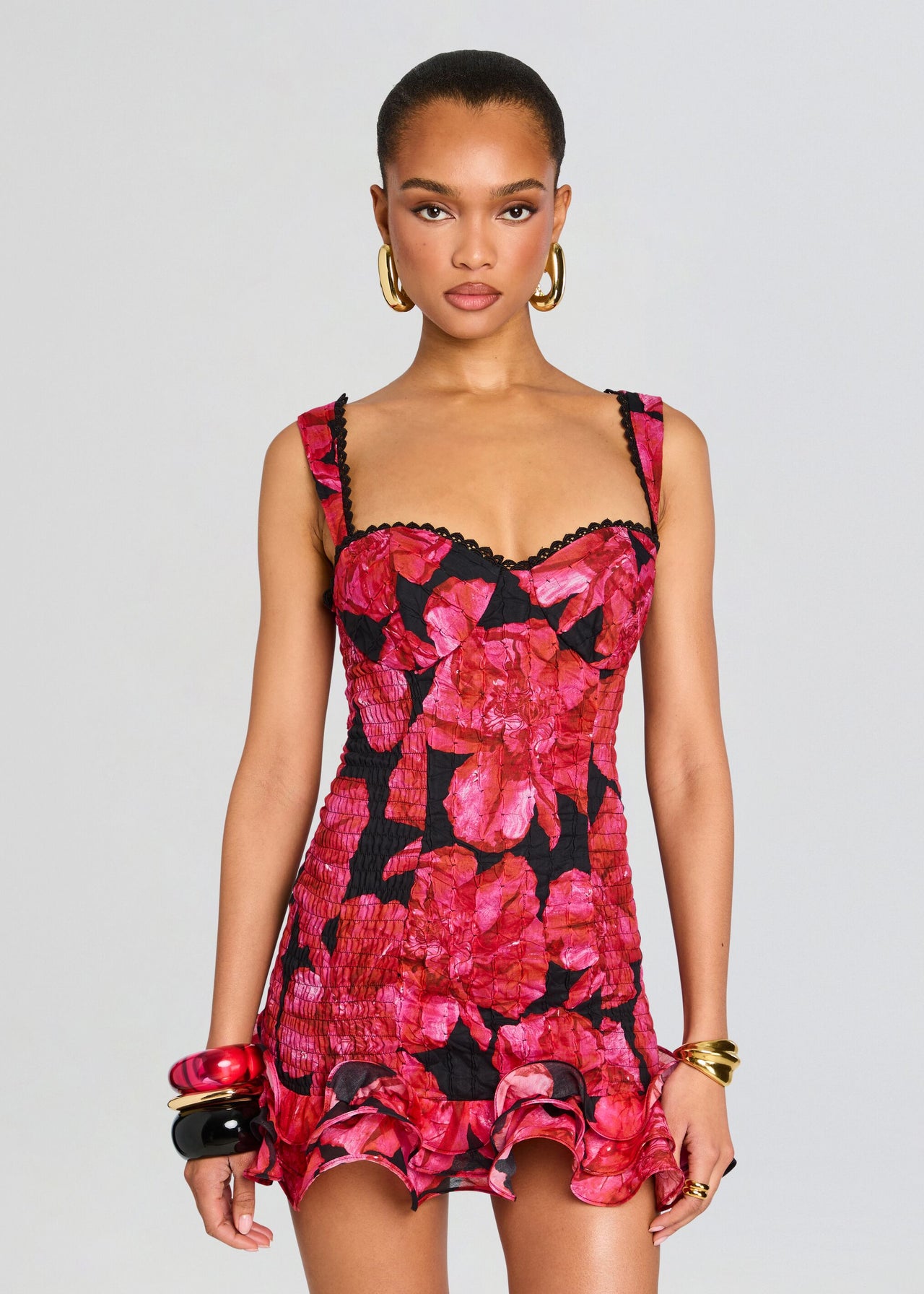 red and black short dresses Black & Red 1950s Bat Mesh Dress