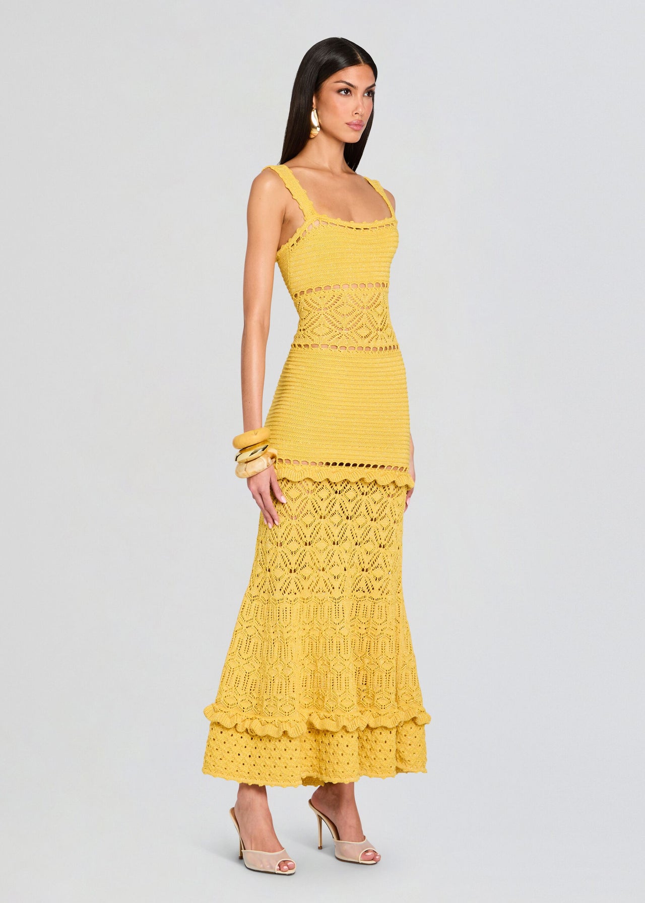 mustard yellow crochet dress Winona Crochet Dress – Retrofete