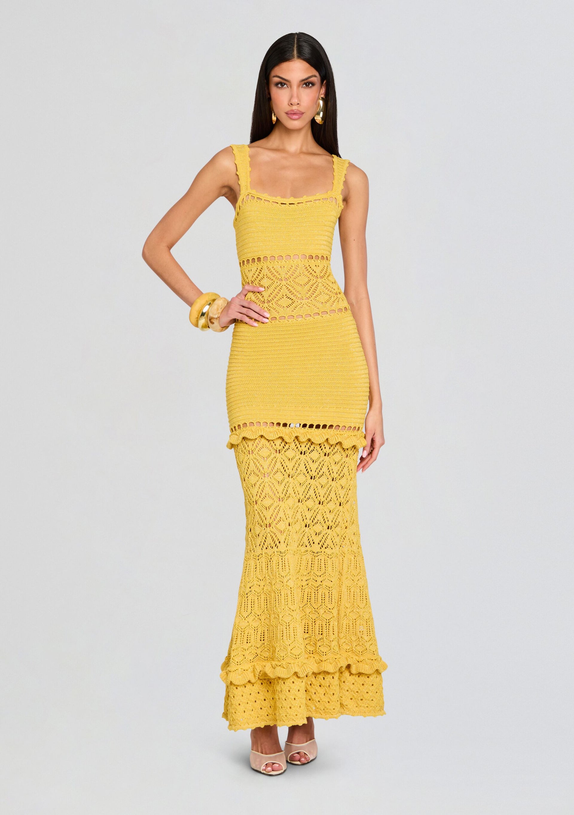 retrofete Winona Crochet Dress in Yellow