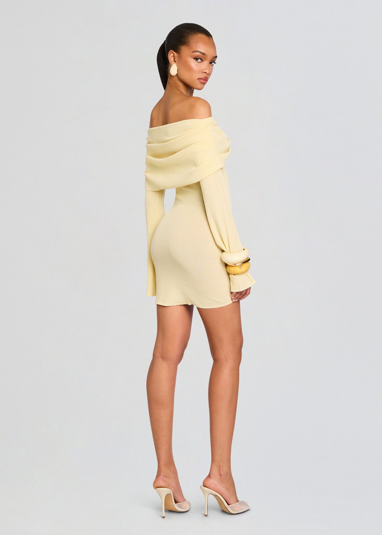 knee length dresses for ladies Pastel Yellow Embroidery Tulle Long Lantern Sleeves Prom Dresses, CP0799 US2 / Custom Color(Leaving A note) main image 1