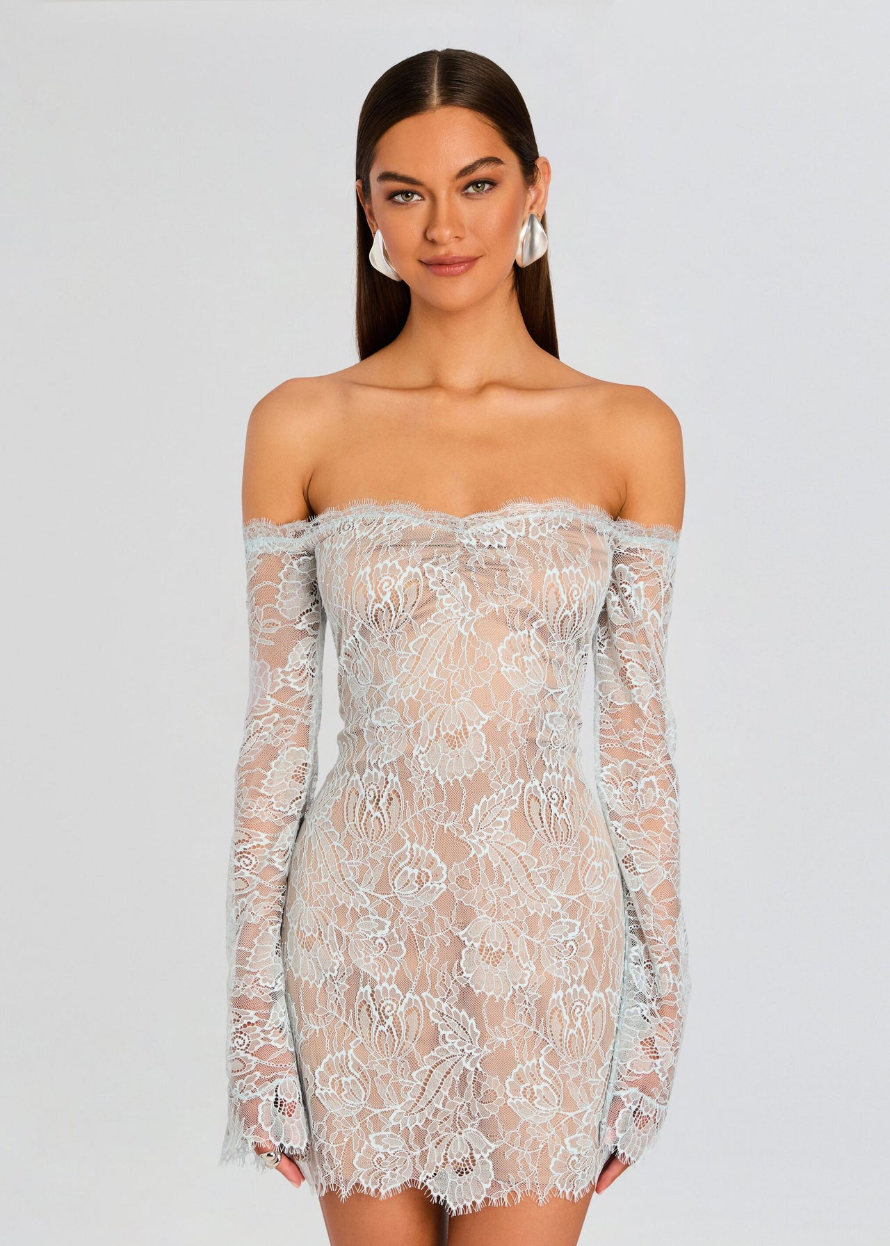 white lace wedding dresses with sleeves V-Neck Lace Short-Sleeved A-Line Tulle Bridal Dress