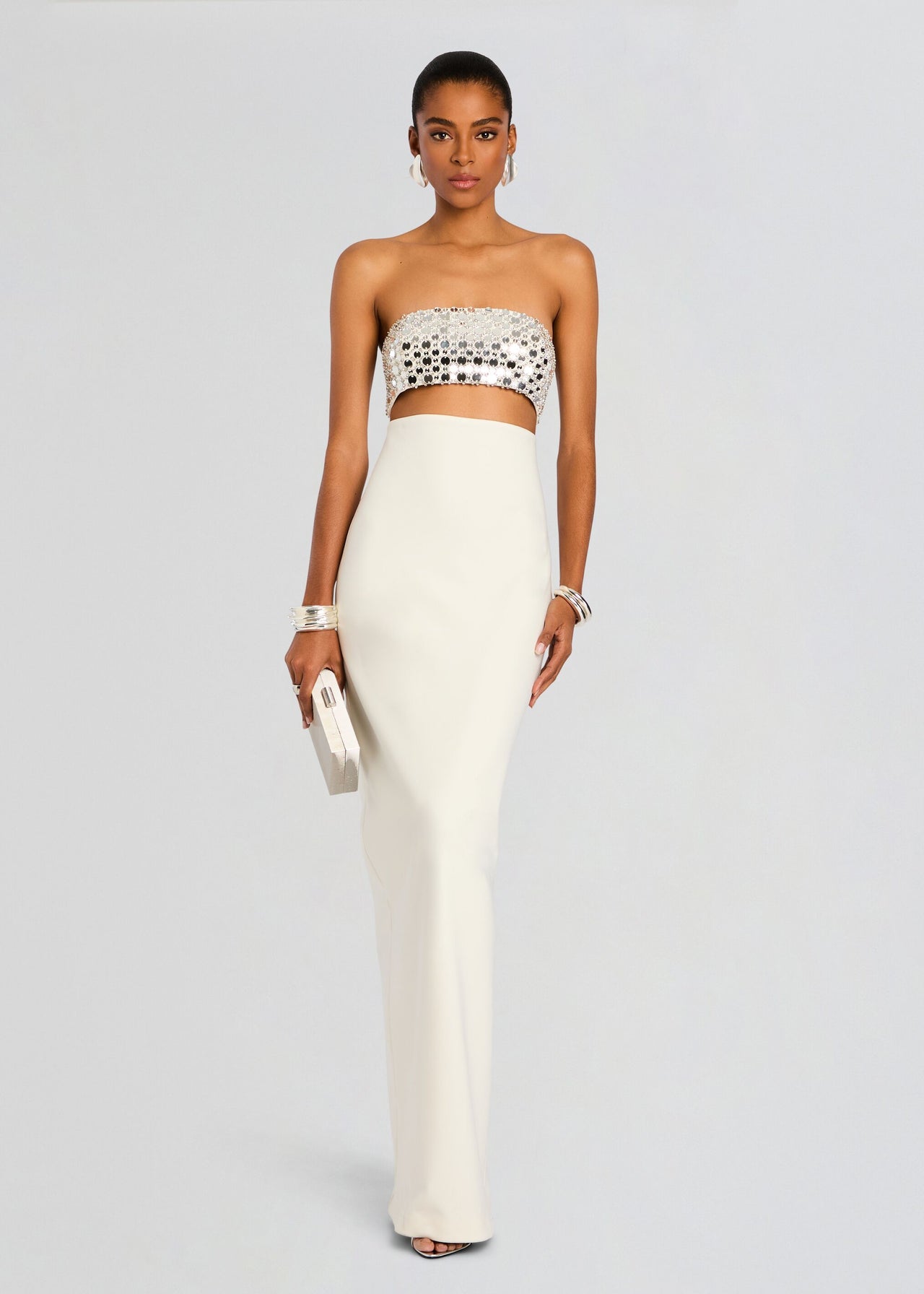 white and silver dress Metallic Maxi Whether you are dressing for a wedding party Esmerelda Dress Retrofete