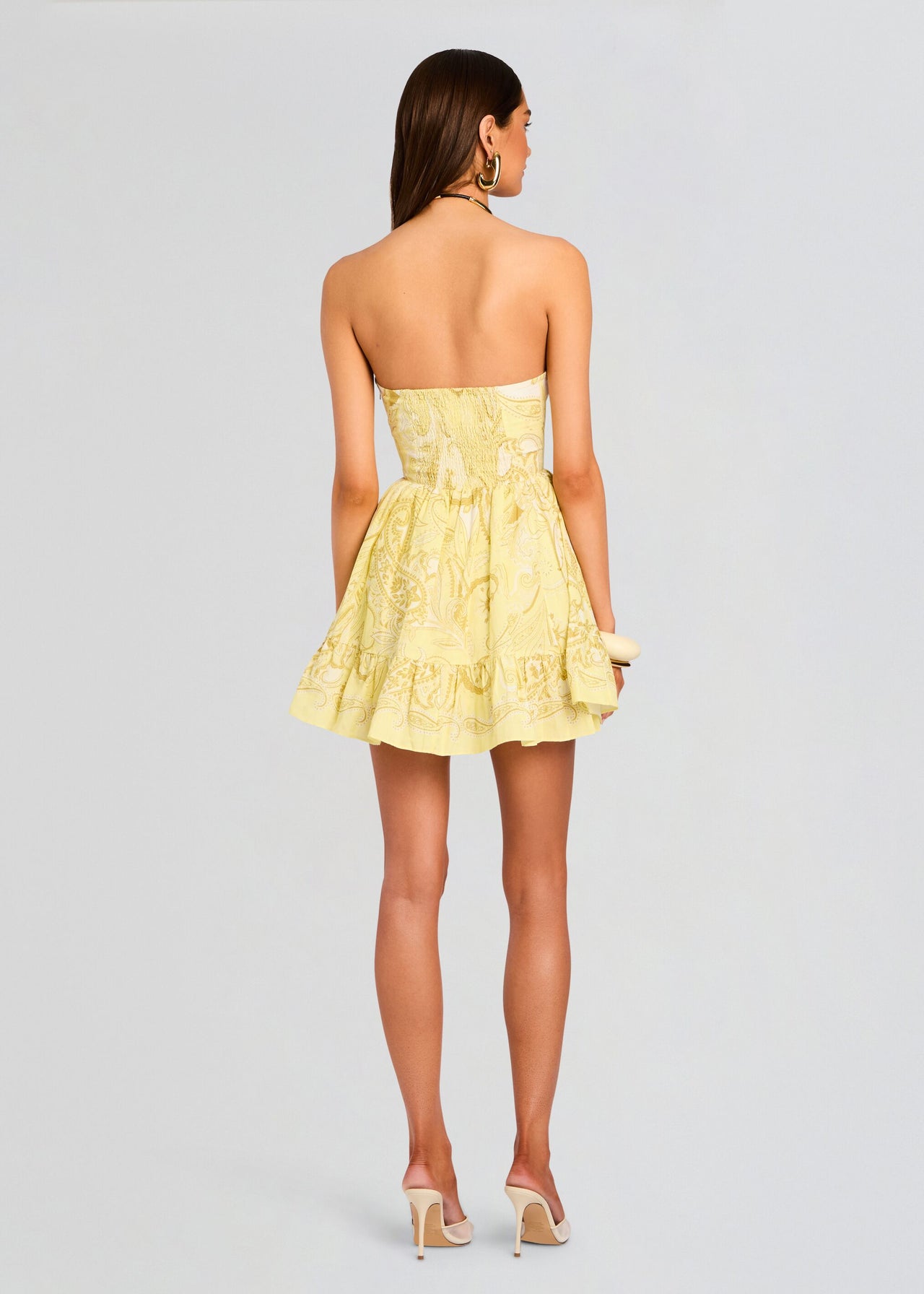 strapless yellow dress short Corset Flowy perfect fit Yellow Strapless Mini Dress with