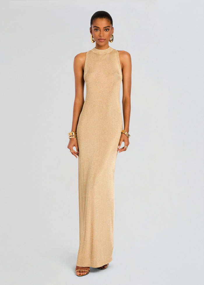 Henne Metallic Knit Maxi Dress – Retrofete
