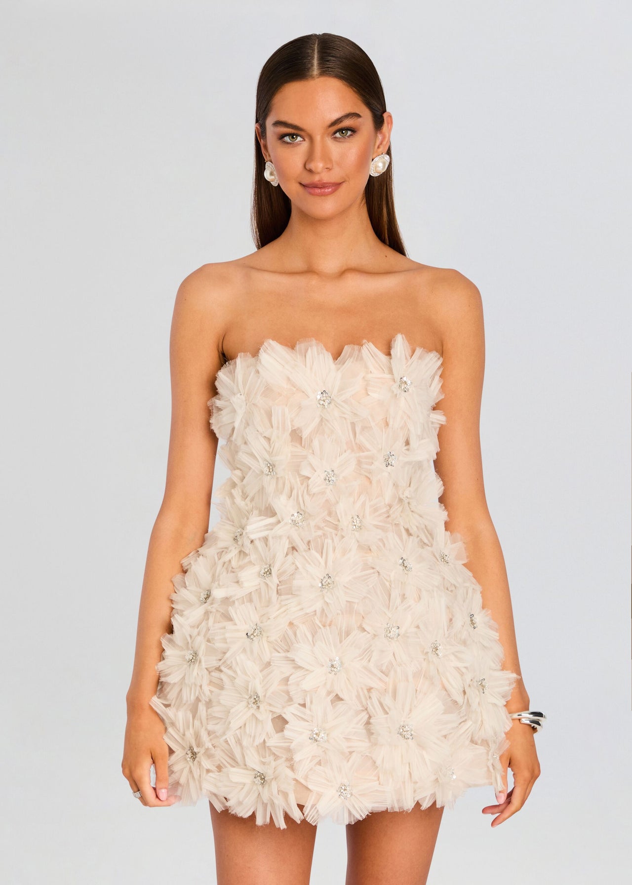 juni mini dress retroféte Women's - White Style:H25372 _okendo:syndication_key:CL135174002 mesh asymmetrical off the Perfect for bridal occasions