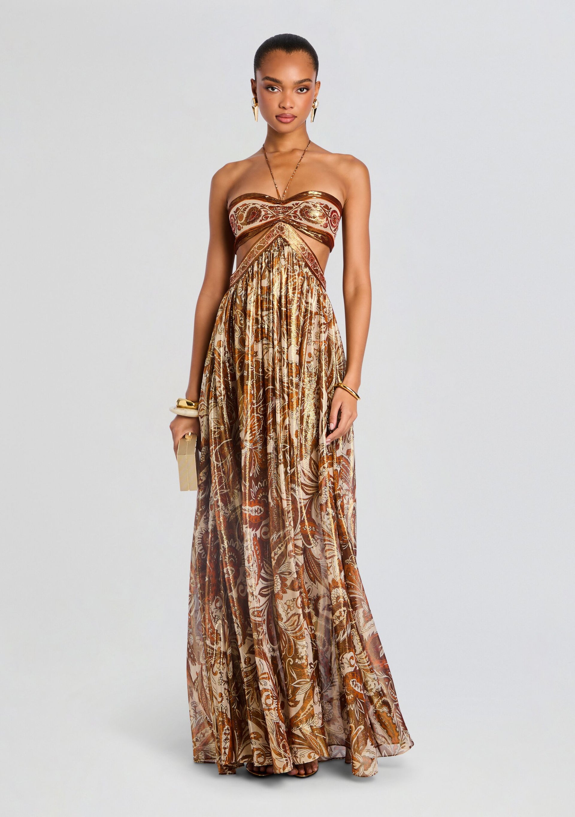 Retrofete Kimmy Halter Cut-Out Gown , Women's, XL, Evening Formal Gala Gowns Mother of the Bride Groom Halter Neck Gowns