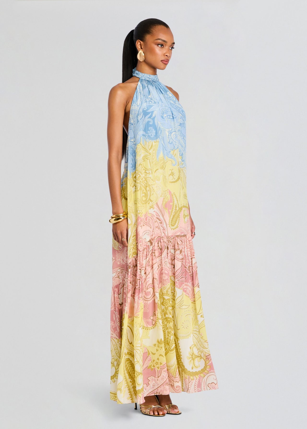 vacay paradise gradient v neck maxi dress Fiza Halter Long – Retrofete Bohemian Maxi Dress SKI SHOP Color:Toasted Wheat/Black Multi Vintage Baby Girl Holiday