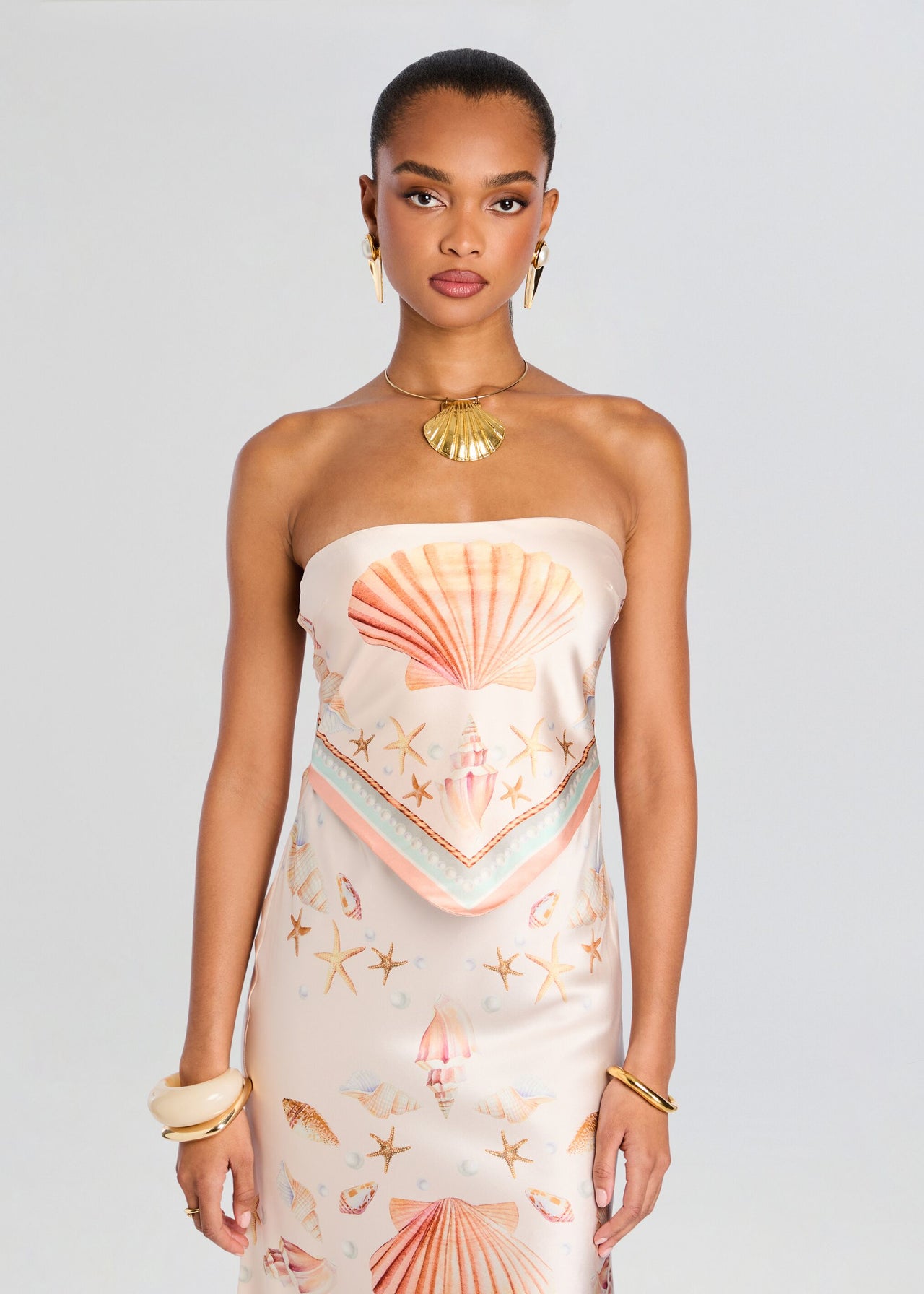 retrofete shayna silk dress Retrofte Women's Marzanna Silk Dress - Shell Foulard