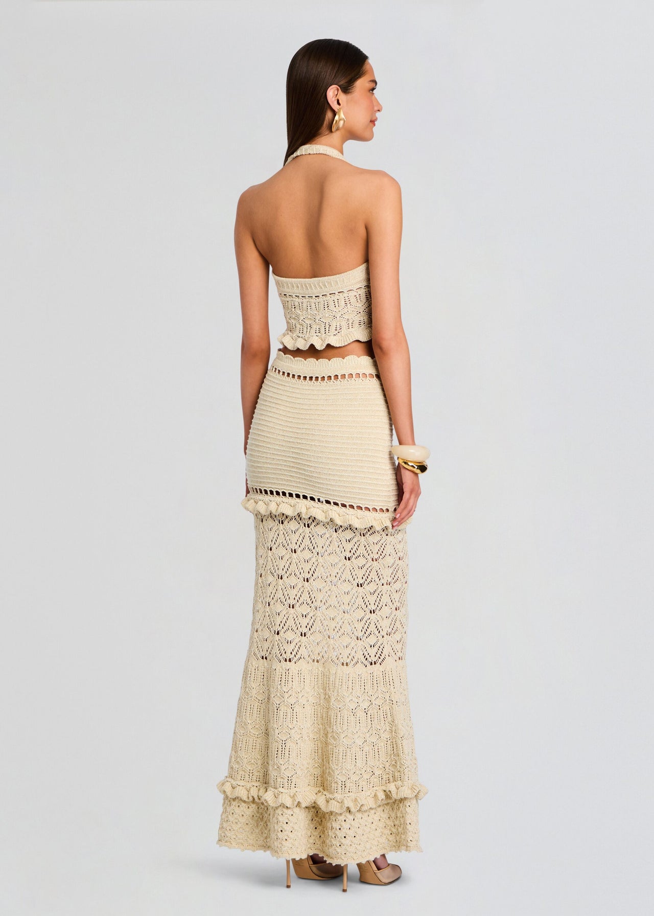 animal print halter maxi dress Leopard Print Halter Maxi Dress Brown / M