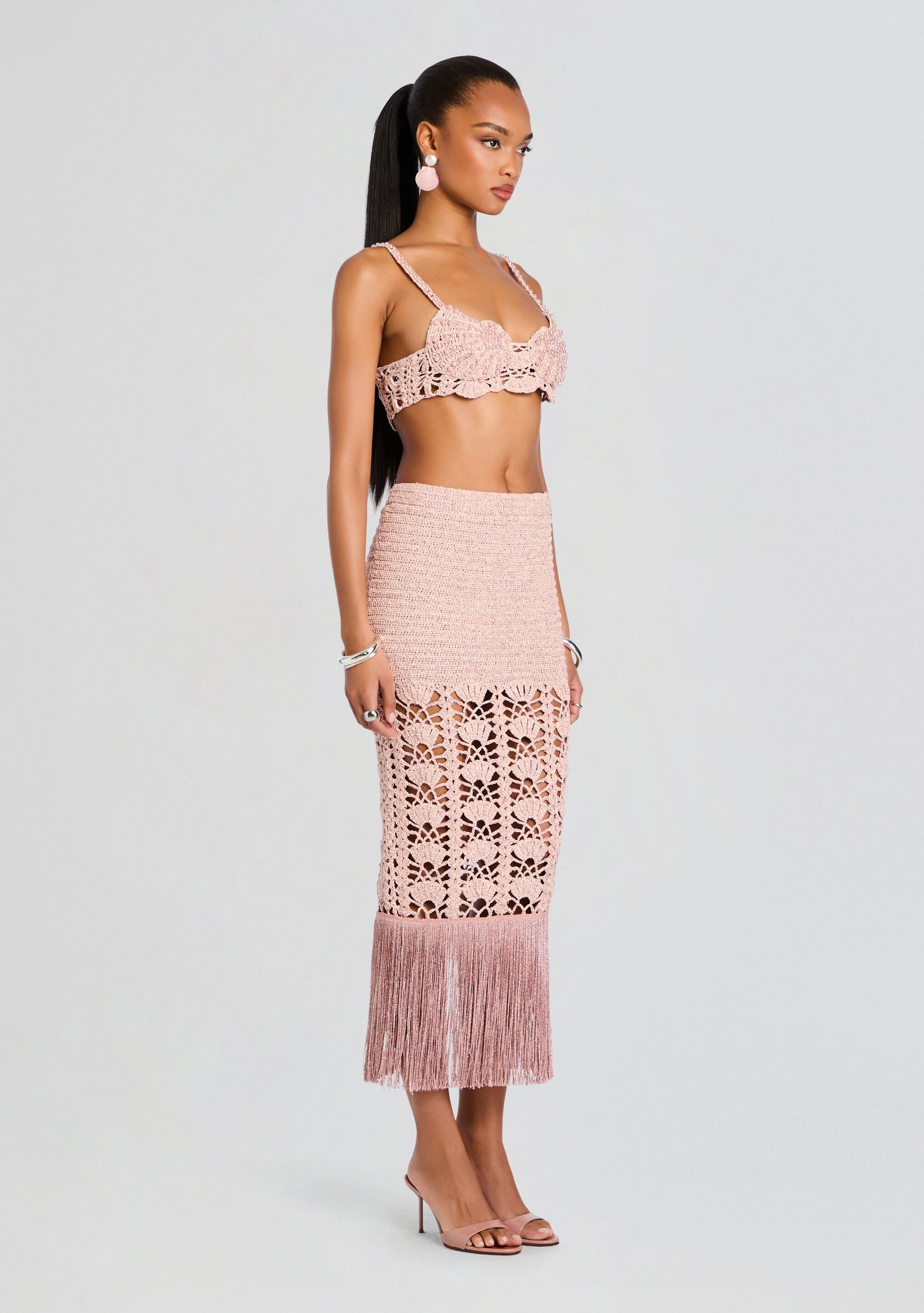 Naida Metallic Crochet Skirt – Retrofete