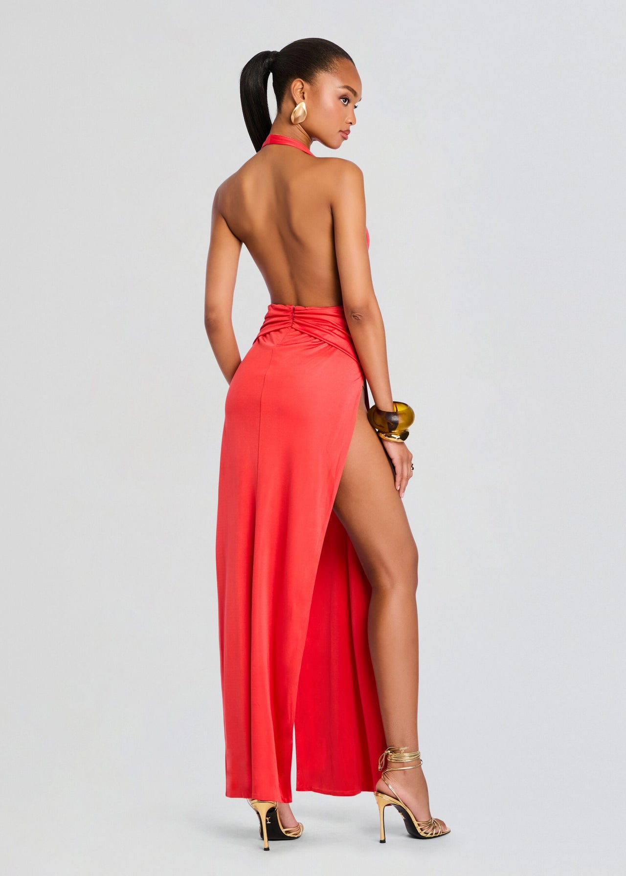 open lace back dress Off The Shoulder Leg Slit Gown by Cinderella Divine KV1120 main image 0