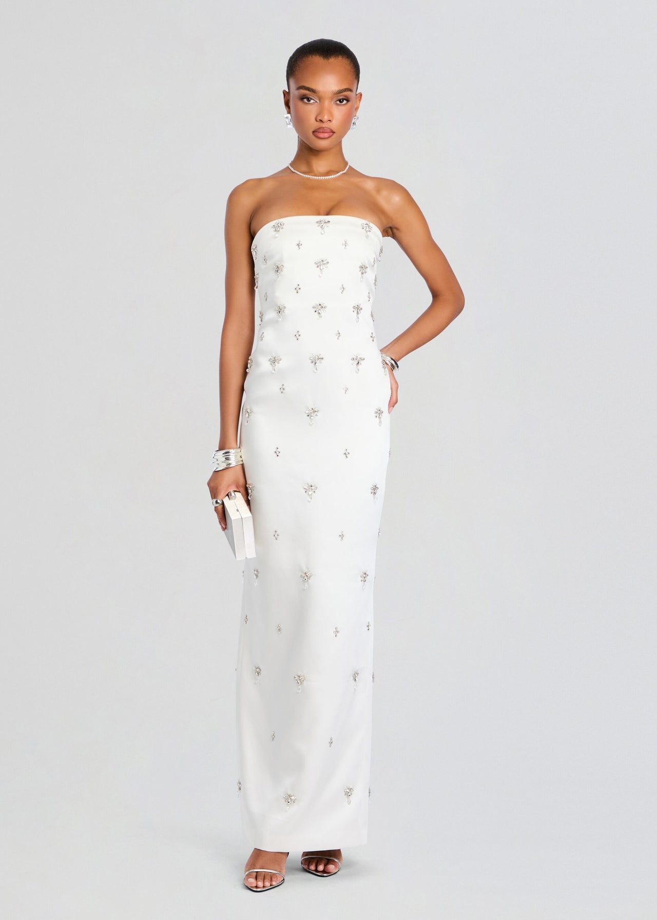 green emerald velvet dress Sequin & Feather Strapless White Gown Xs / Off White main image 1