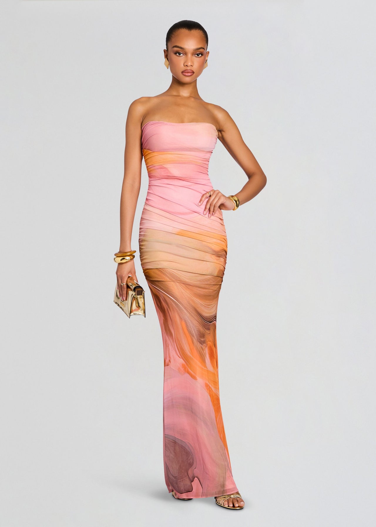 strapless pink and orange dress Pink & Orange Strapless Babydoll Dress - The Colette