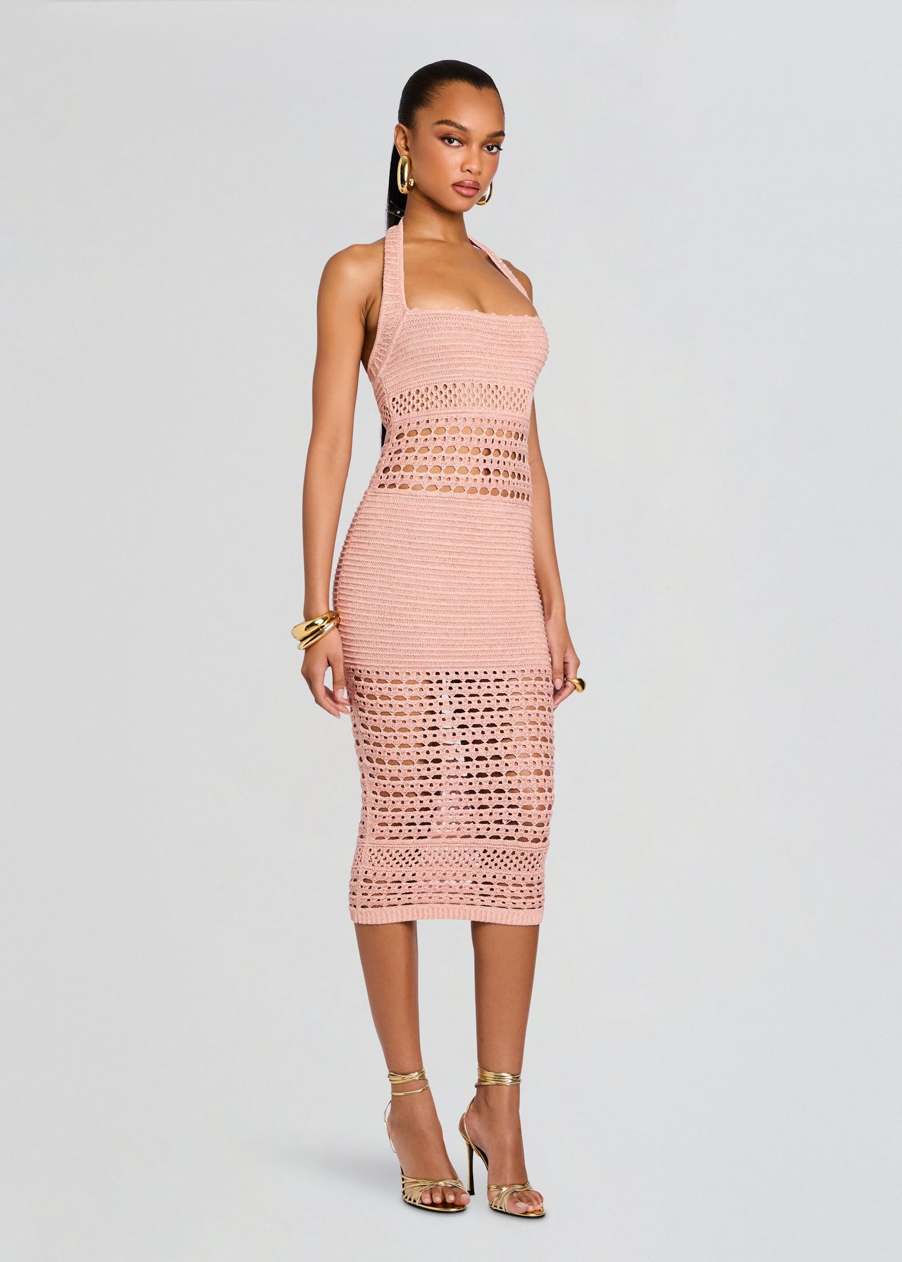 Retrofte Women's Jaycee Crochet Dress - Metallic Peche - Size Large Retrofte Women's Jaycee Crochet Dress - Metallic Peche - Size Large