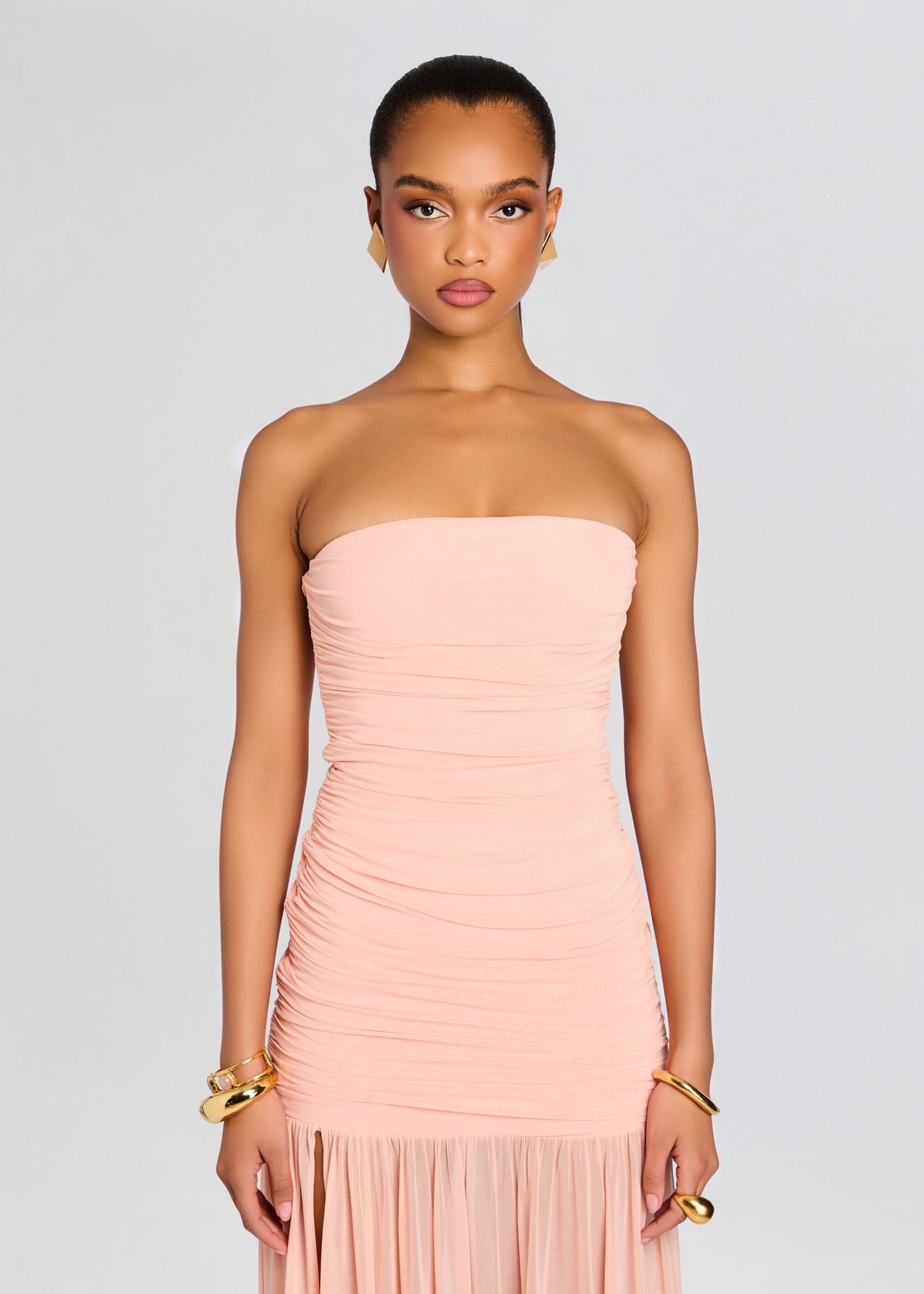 retrofete adele strapless ruched maxi dress Retrofete Adele Ruched Strapless Dress | Blue