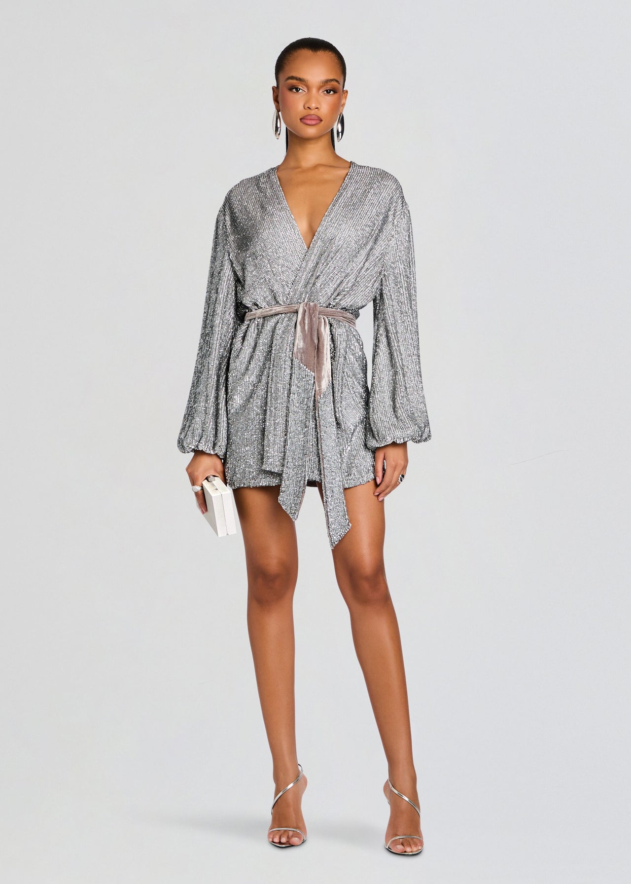 Retrofête Women's Gabrielle Robe Dress - Silver Cloud