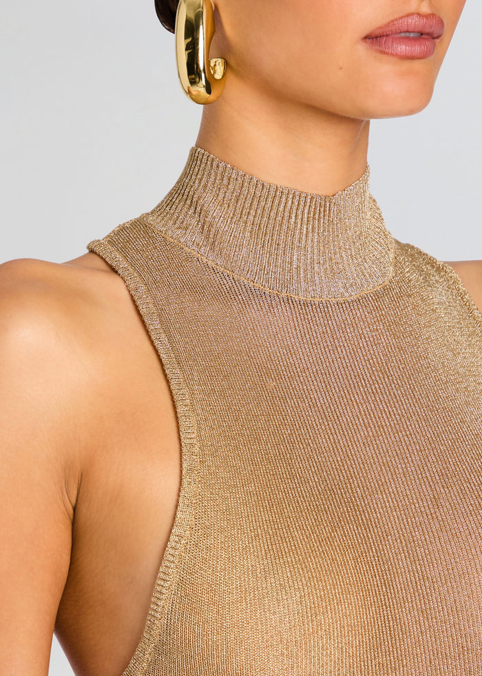 Gio Metallic Knit Mini Dress – Retrofete