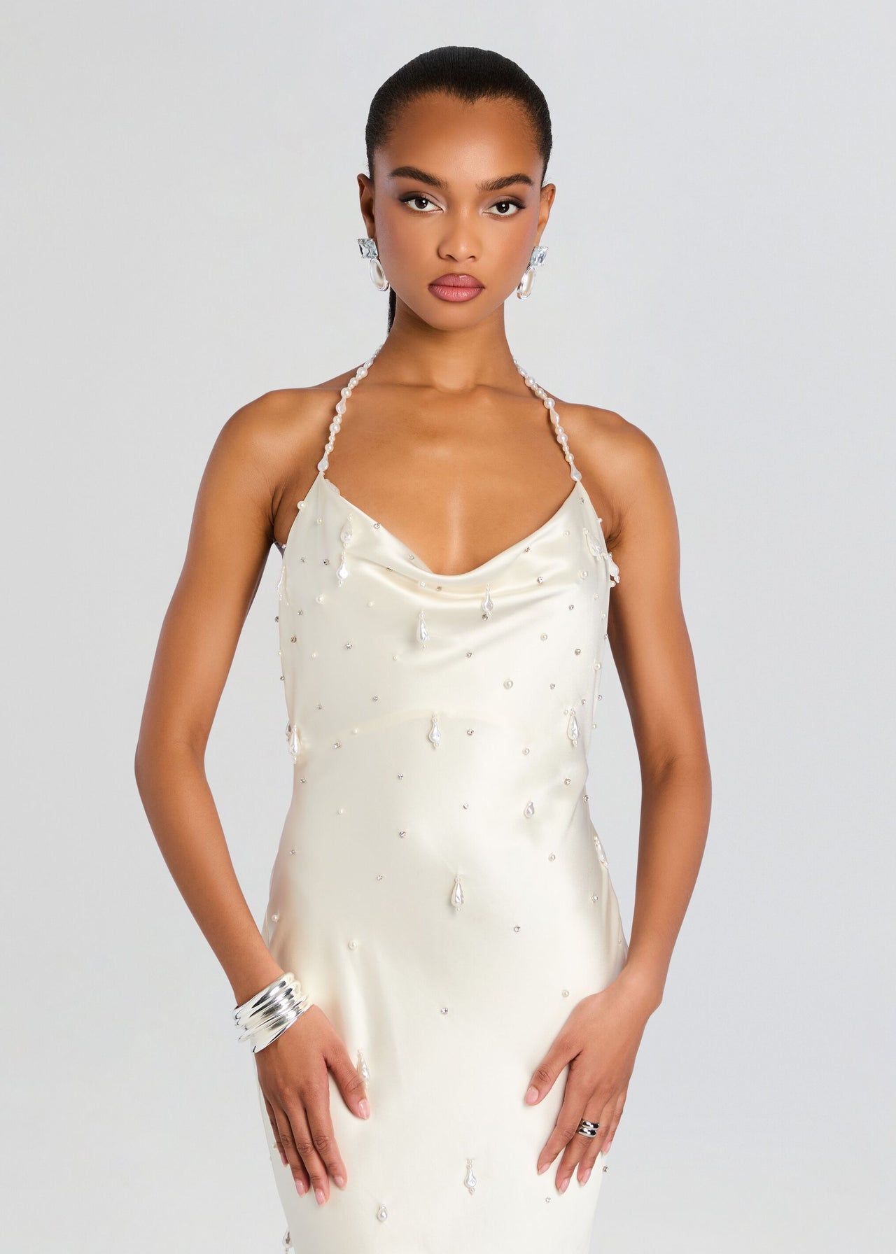 ivory silk dress for wedding Sweetheart Ivory Satin Mullet Wedding Dress with Balloon Sleeve main image 1