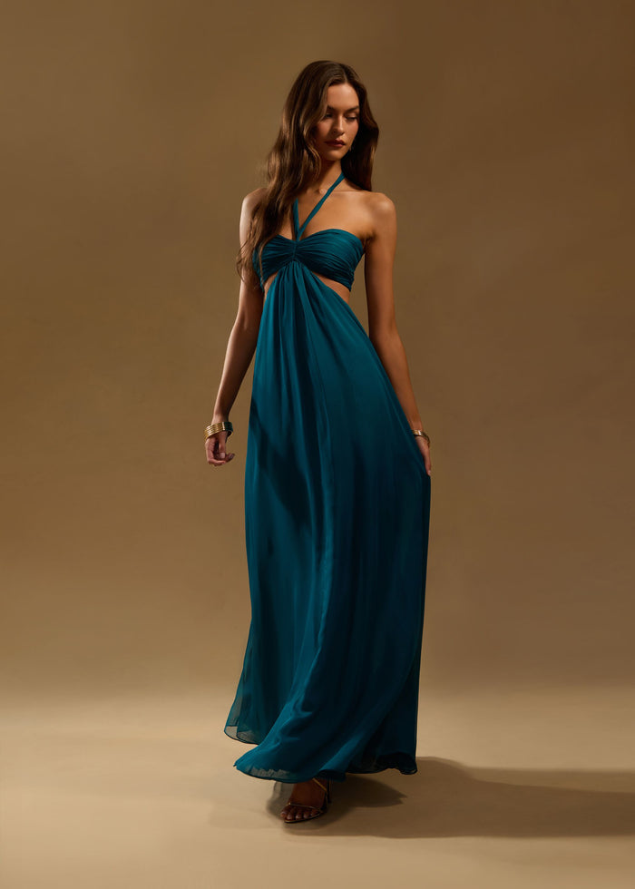 retrofete Meira Chiffon Dress in Teal