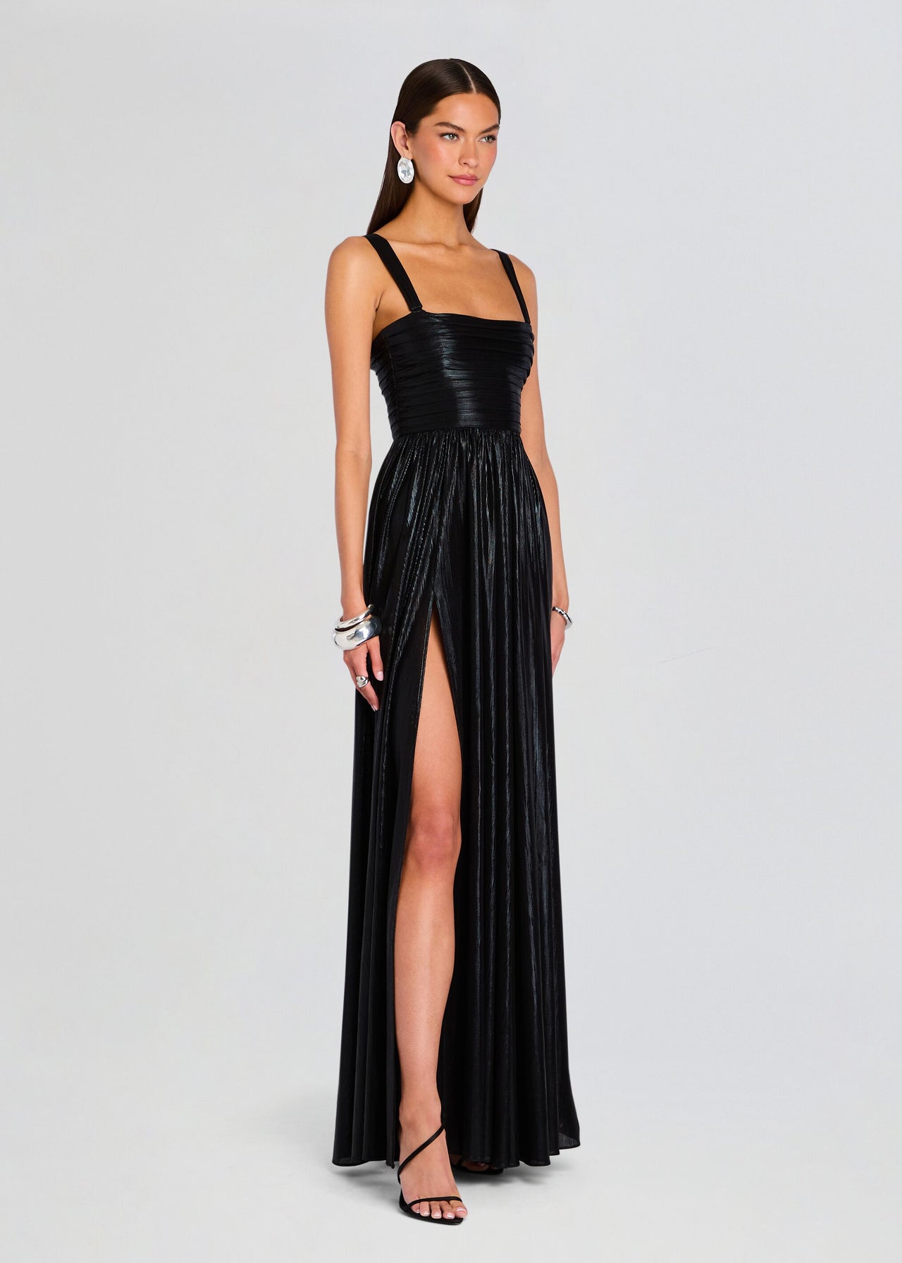 black metallic long dress Iris Dress – Retrofete