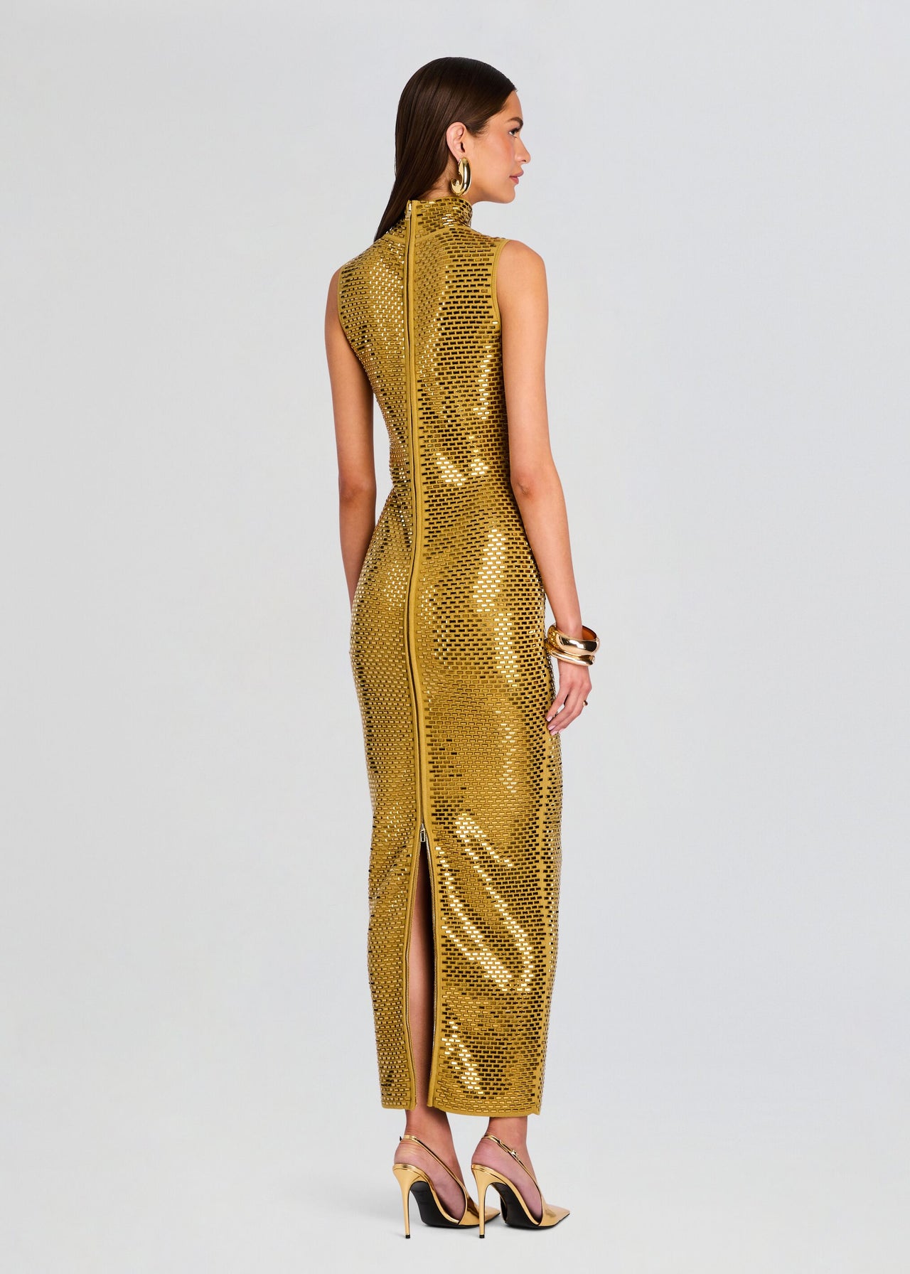 green emerald velvet dress retroféte Women's Lust Embellished Knit Dress - Metallic