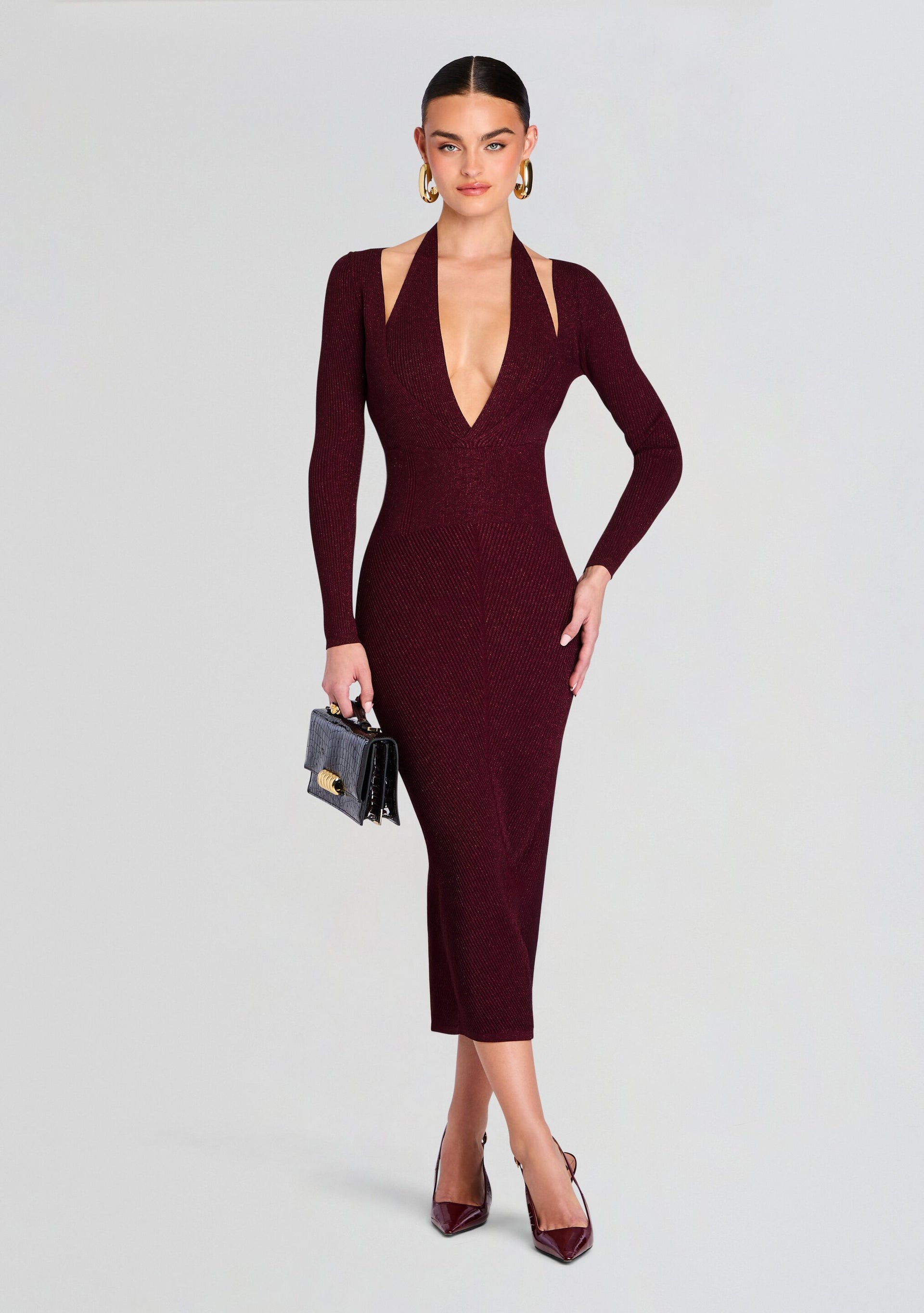 metallic burgundy dress Azazie Hope