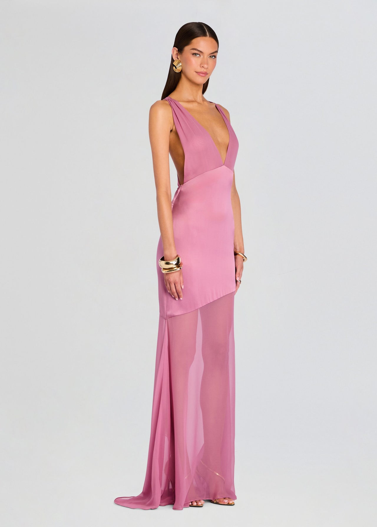 rose silk dress Dusty Pink Satin Maxi Dress Gabi Swimwear