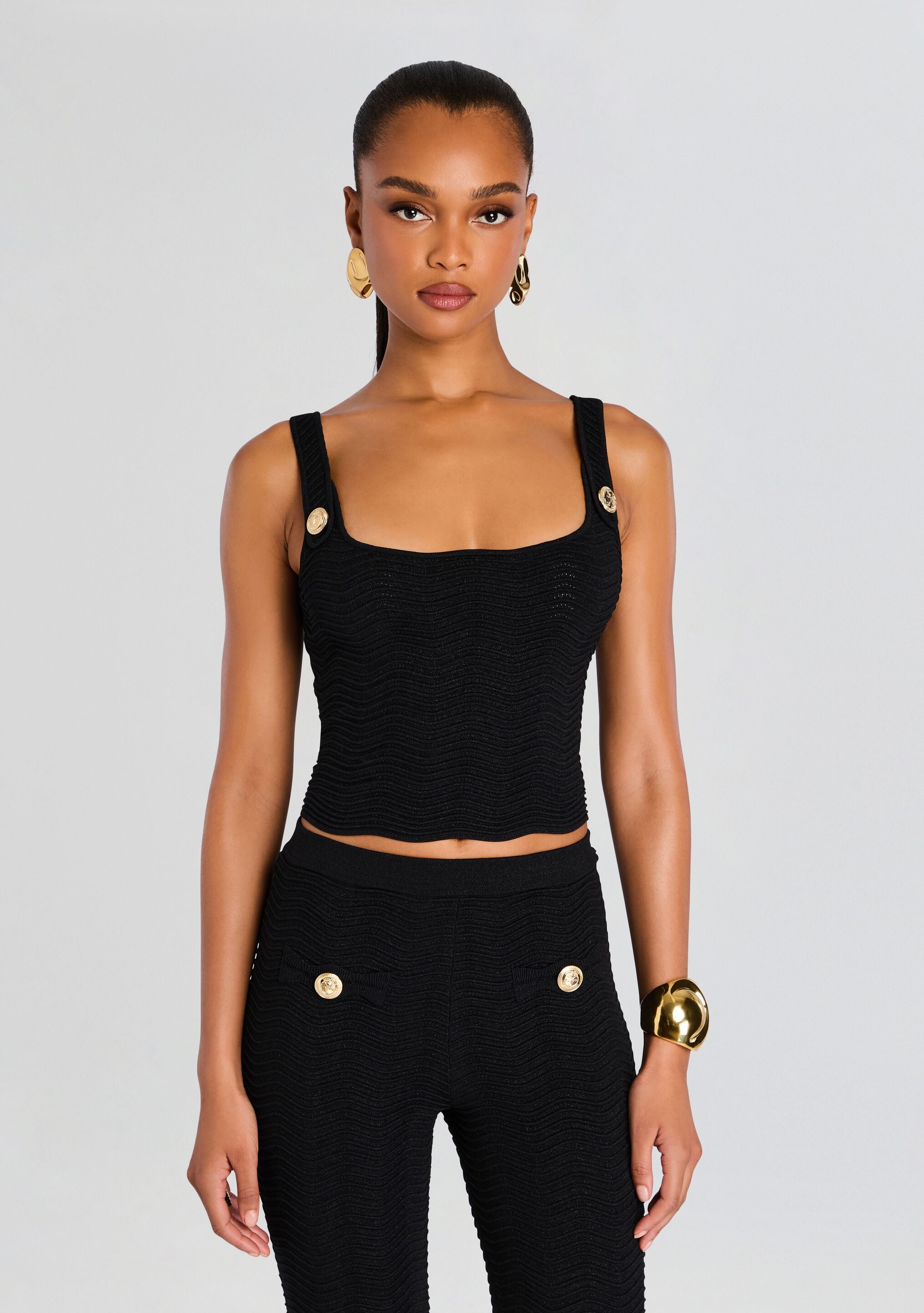 Aloe Metallic Rib Knit Top – Retrofete