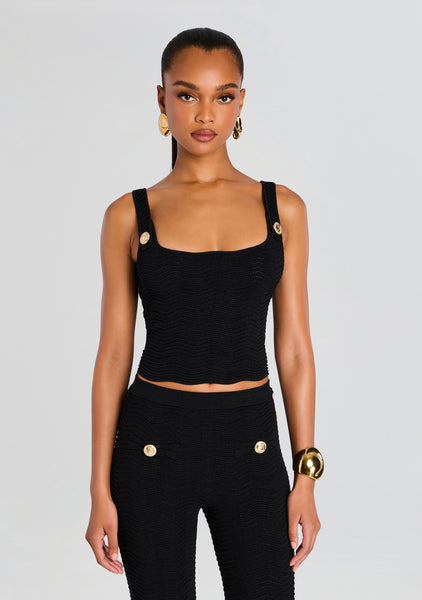 Aloe Metallic Rib Knit Top – Retrofete