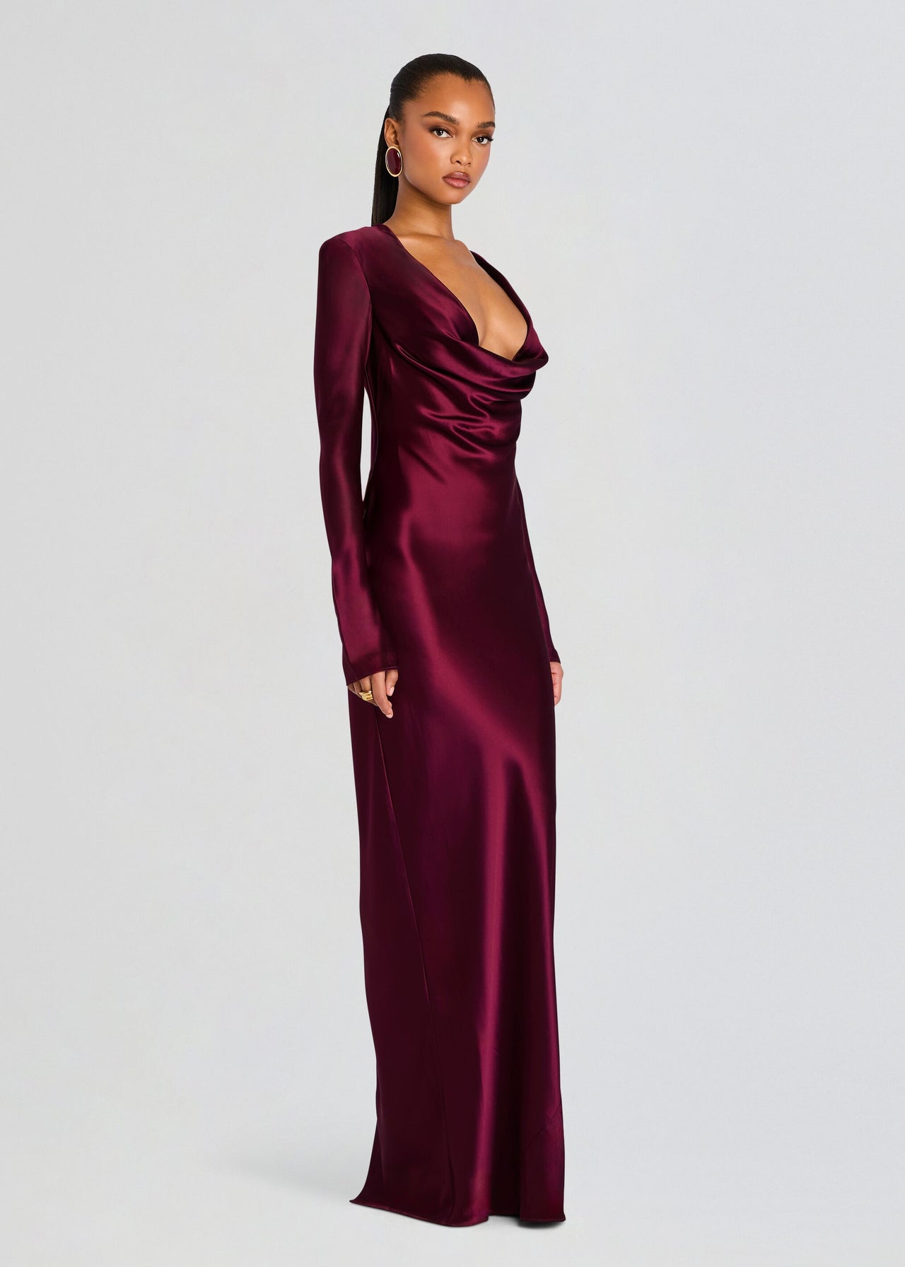 princess polly baby blue dress LTS Tall Burgundy Red Shirred Long Sleeve Midi Dress main image 1