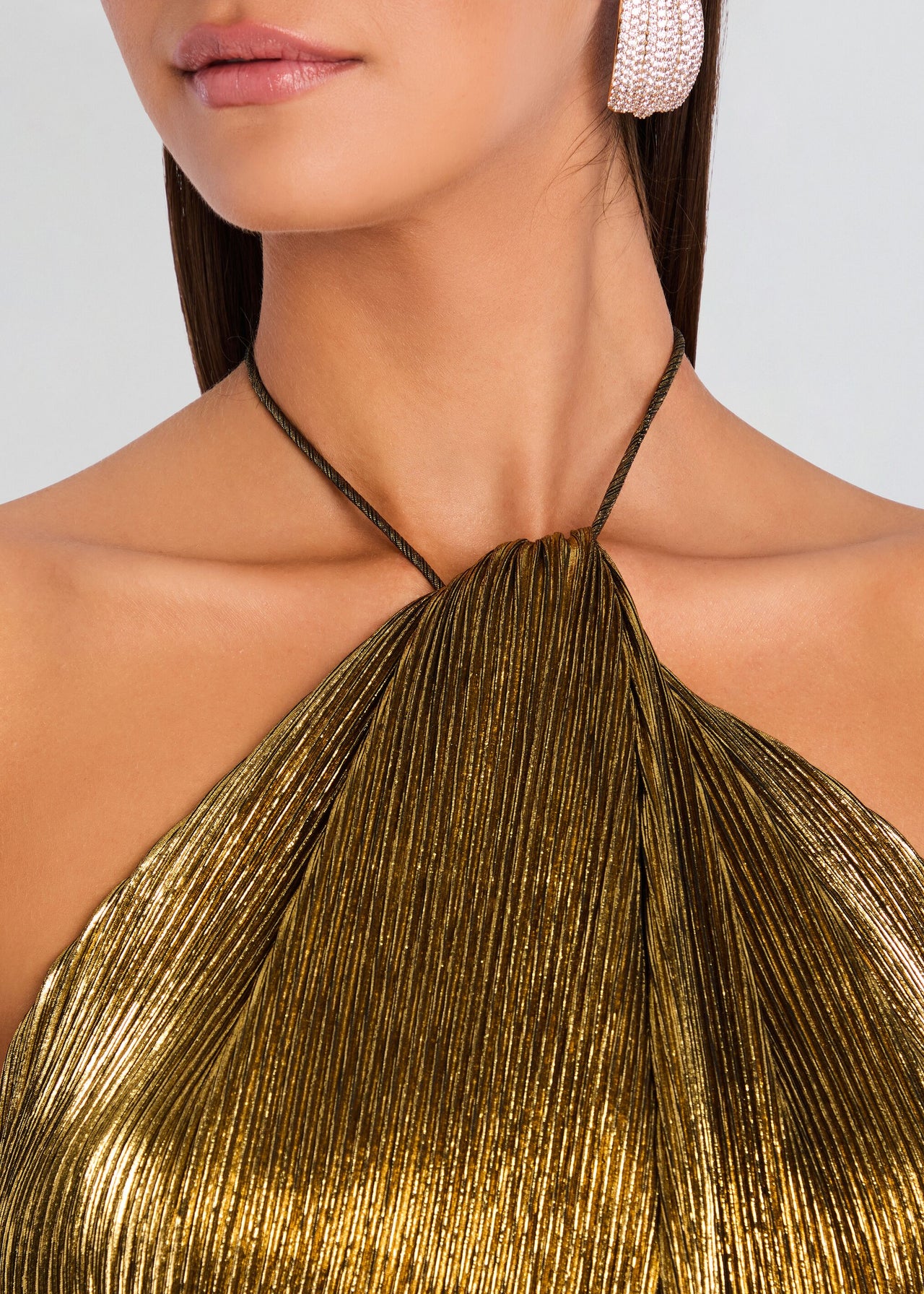 sachin and babi light blue dress Sexy Backless Halter Neck Gold Sequin Slit Prom Dress main image 0