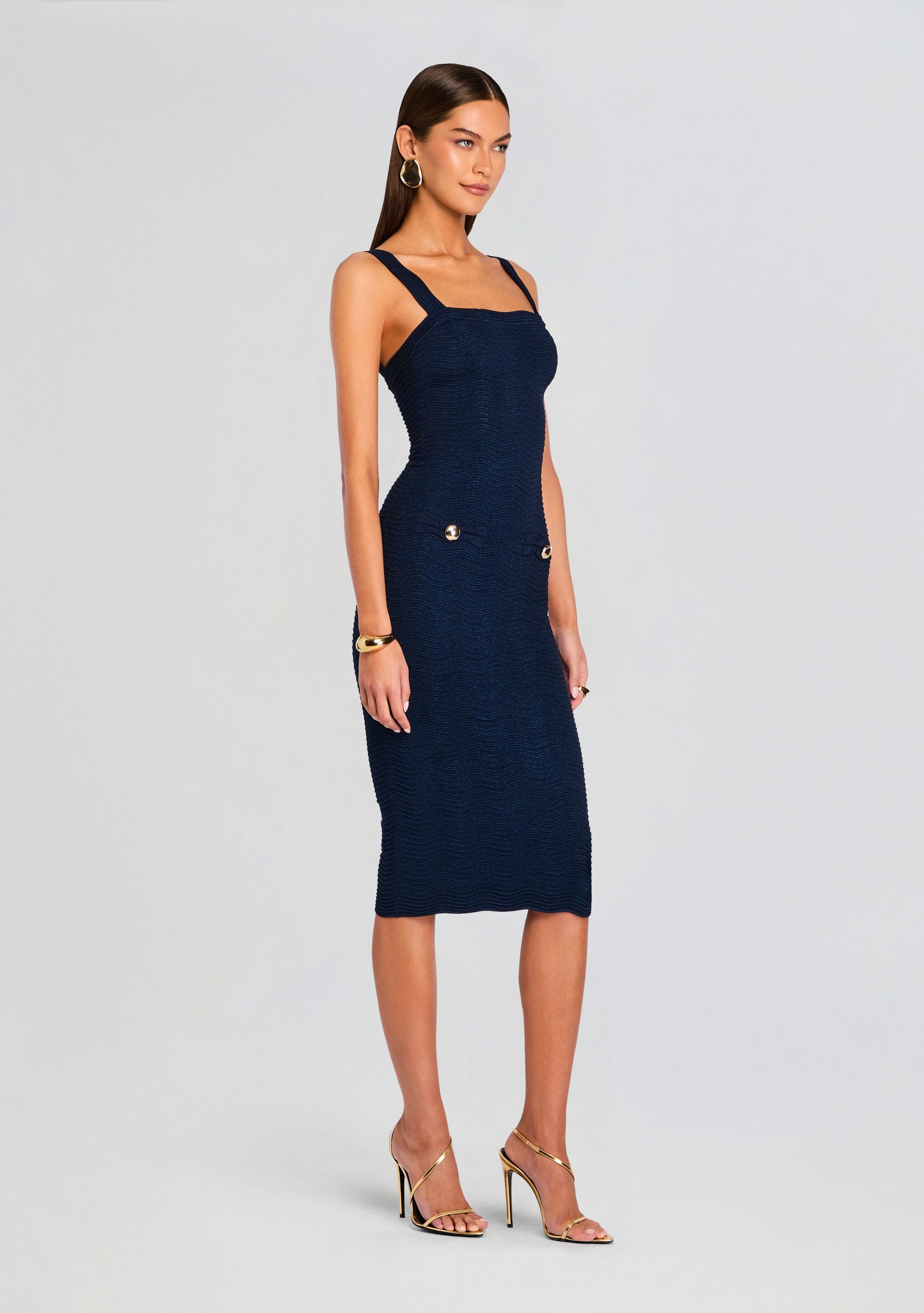 Kins Metallic Rib Knit Dress – Retrofete
