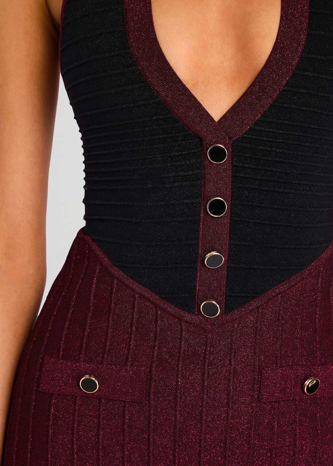 Retrofete Eris Knit Mini Dress - Metallic Port/black