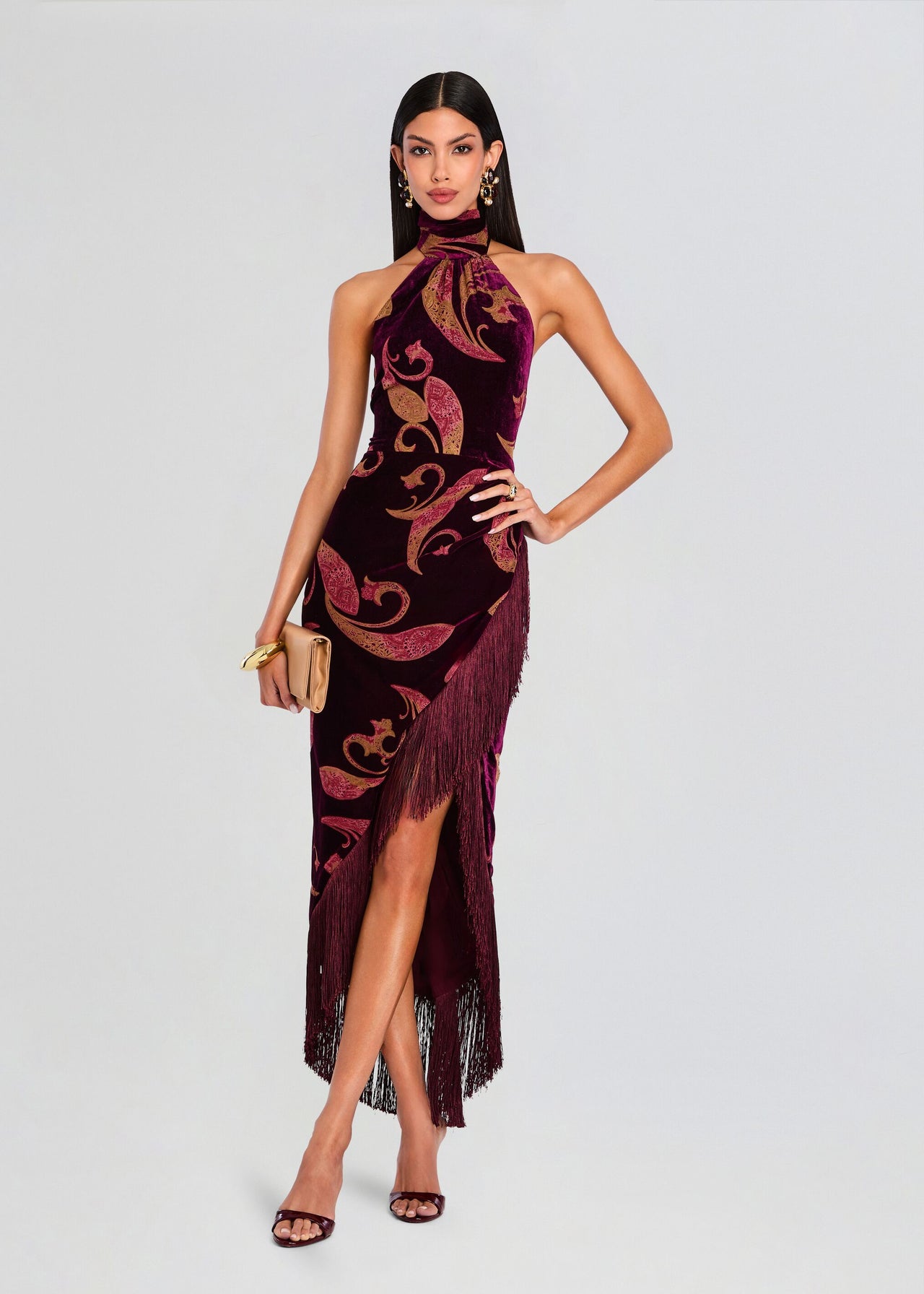 retrofte Women's Iridessa Velvet Dress - Red - Maxi dresses retrofte Women's Iridessa Velvet Dress - Red - Maxi dresses
