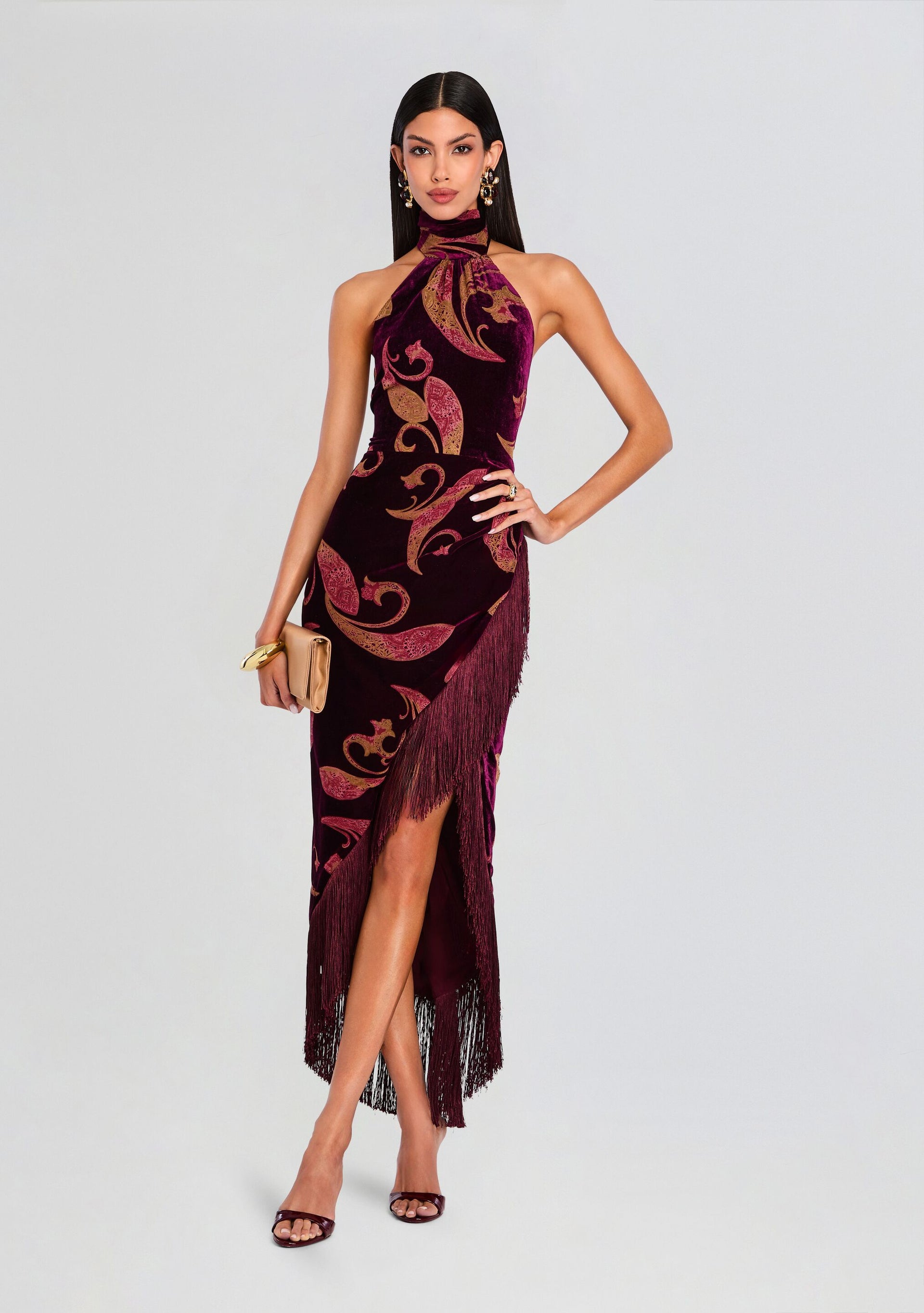 retrofte Women's Iridessa Velvet Dress - Red - Maxi dresses retrofte Women's Iridessa Velvet Dress - Red - Maxi dresses