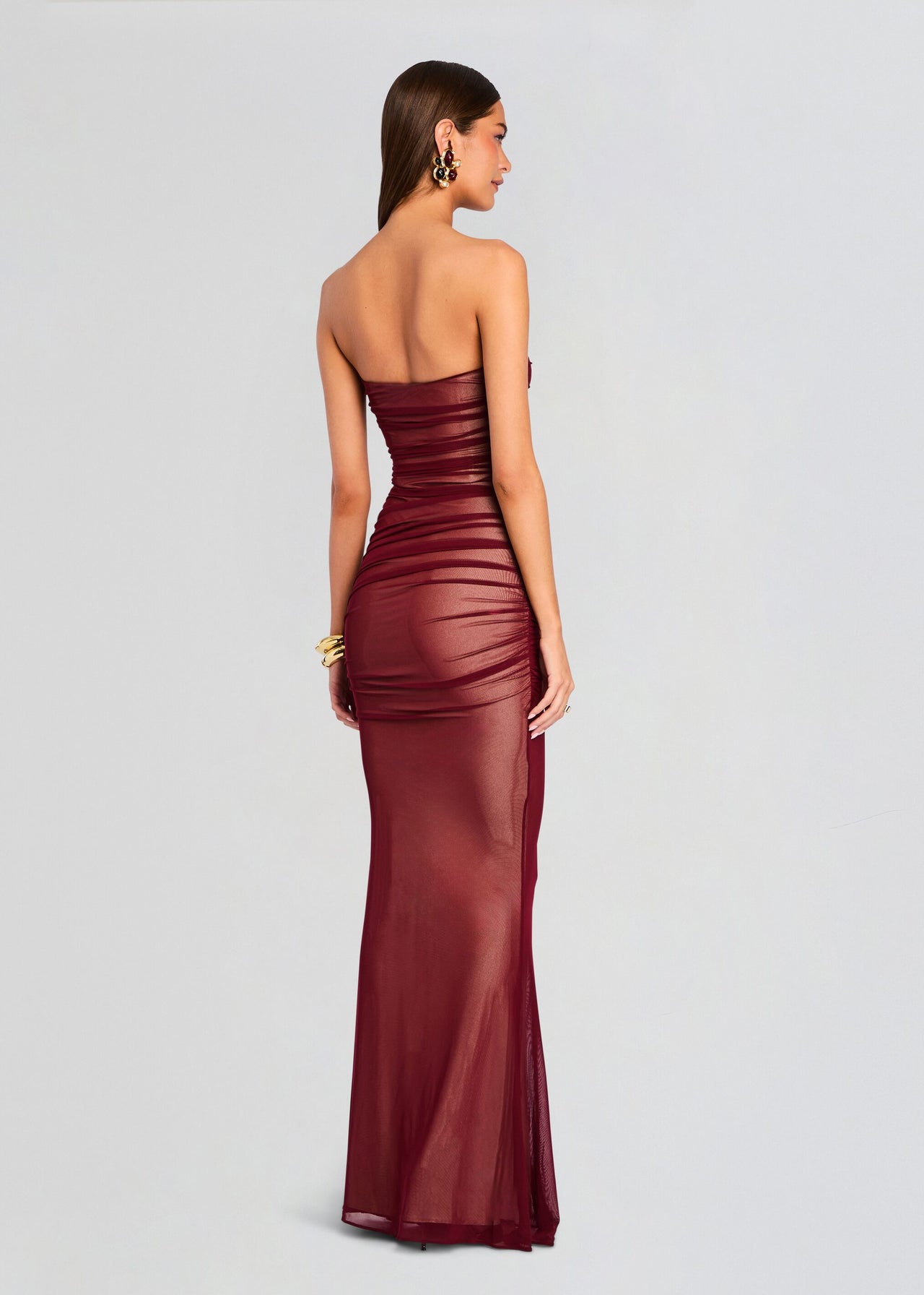 Retrofete Quintessa Mesh Dress in Burgundy - size L Retrofete Quintessa Mesh Dress in Burgundy - size L