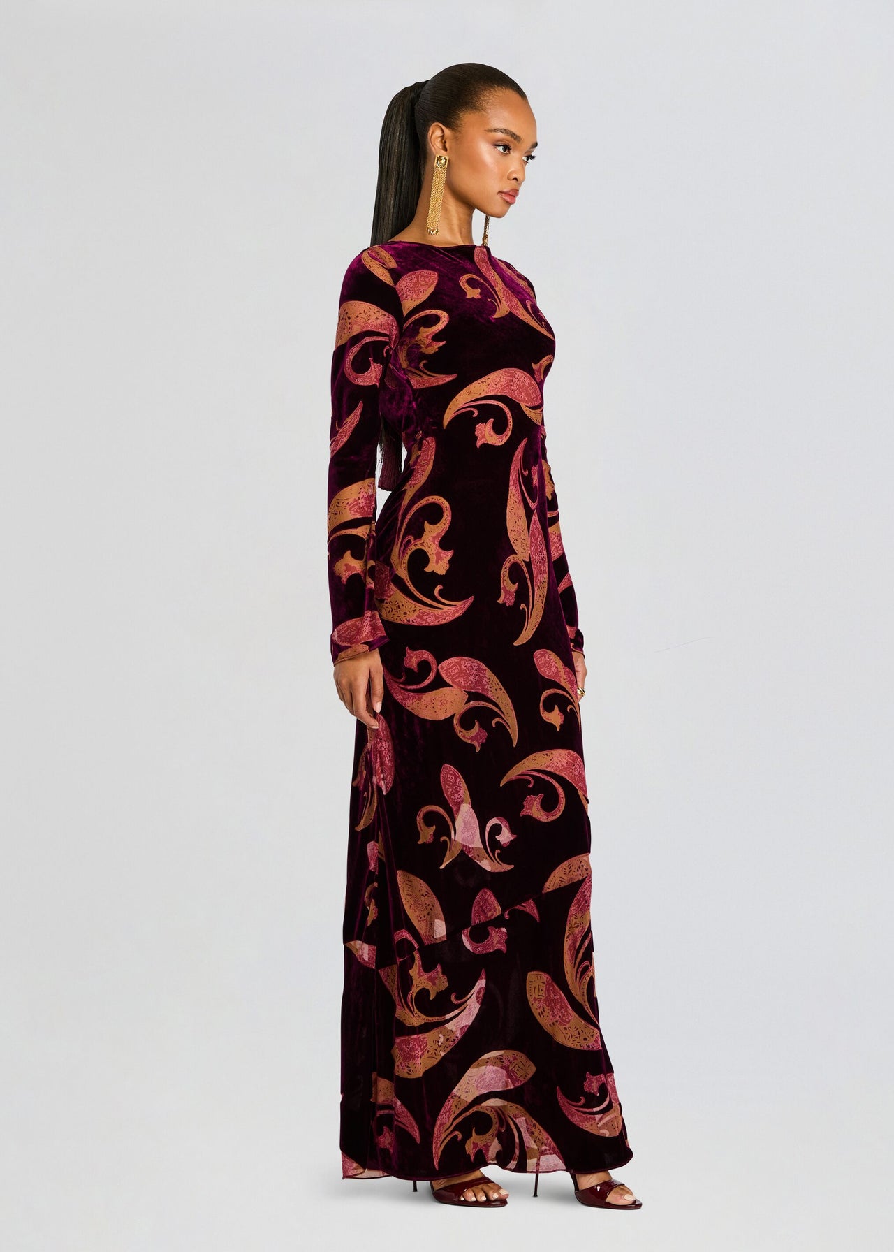 Retrofête Iona Velvet Dress | Dark Paisley | Size XS