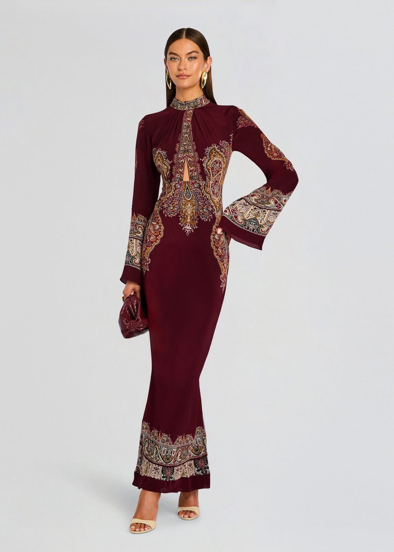 HEMANT AND NANDITA Long Dress in Burgundy - size S HEMANT AND NANDITA Long Dress in Burgundy - size S