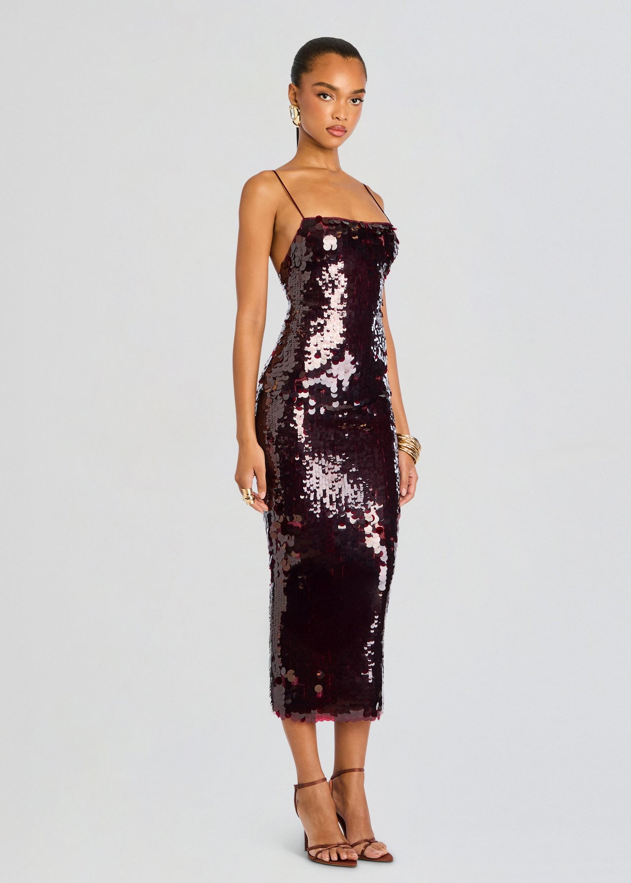 burgundy sequin midi dress Alana – Retrofete Color:Deep Green