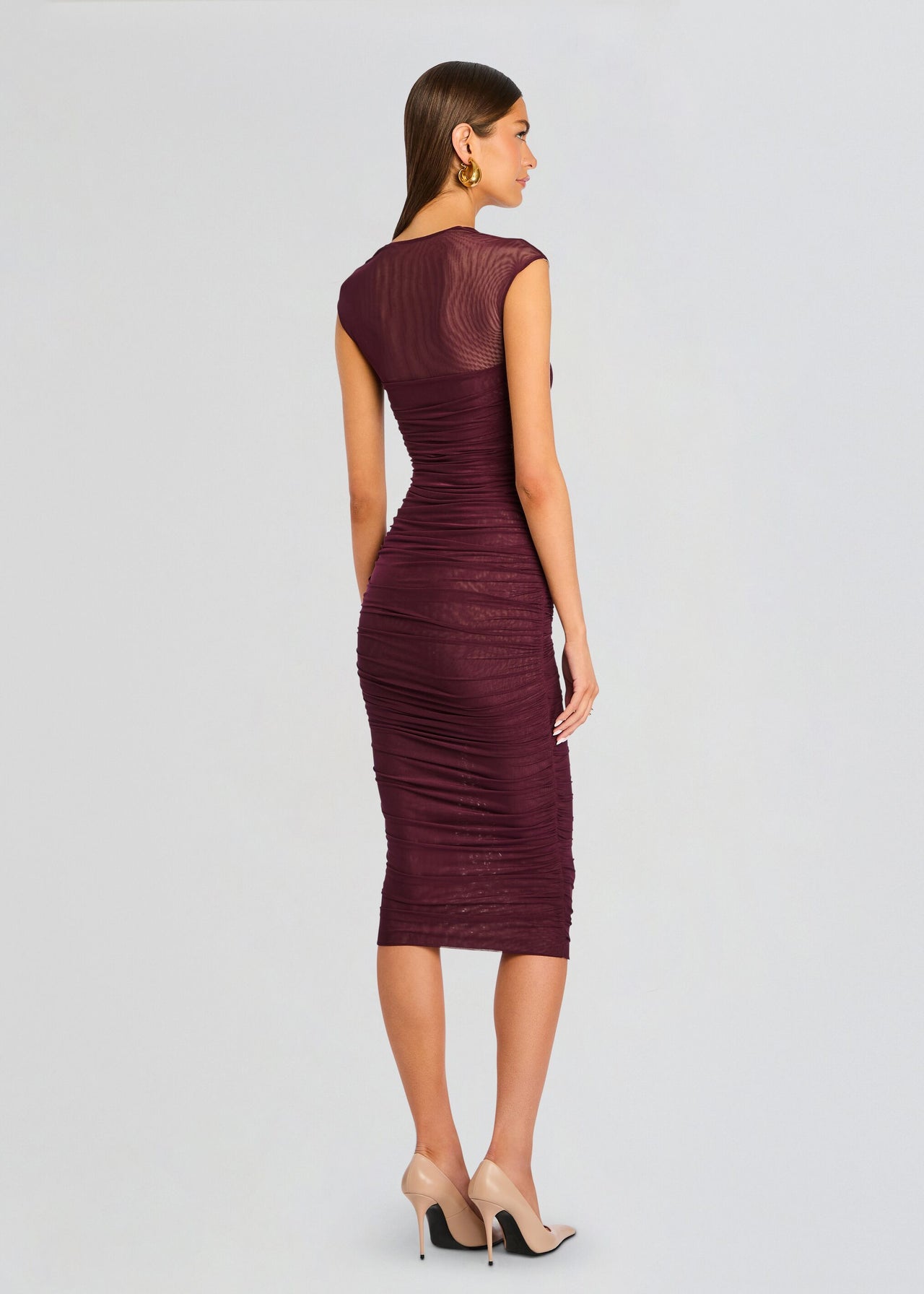 SEROYA Kylie Midi Dress in Burgundy