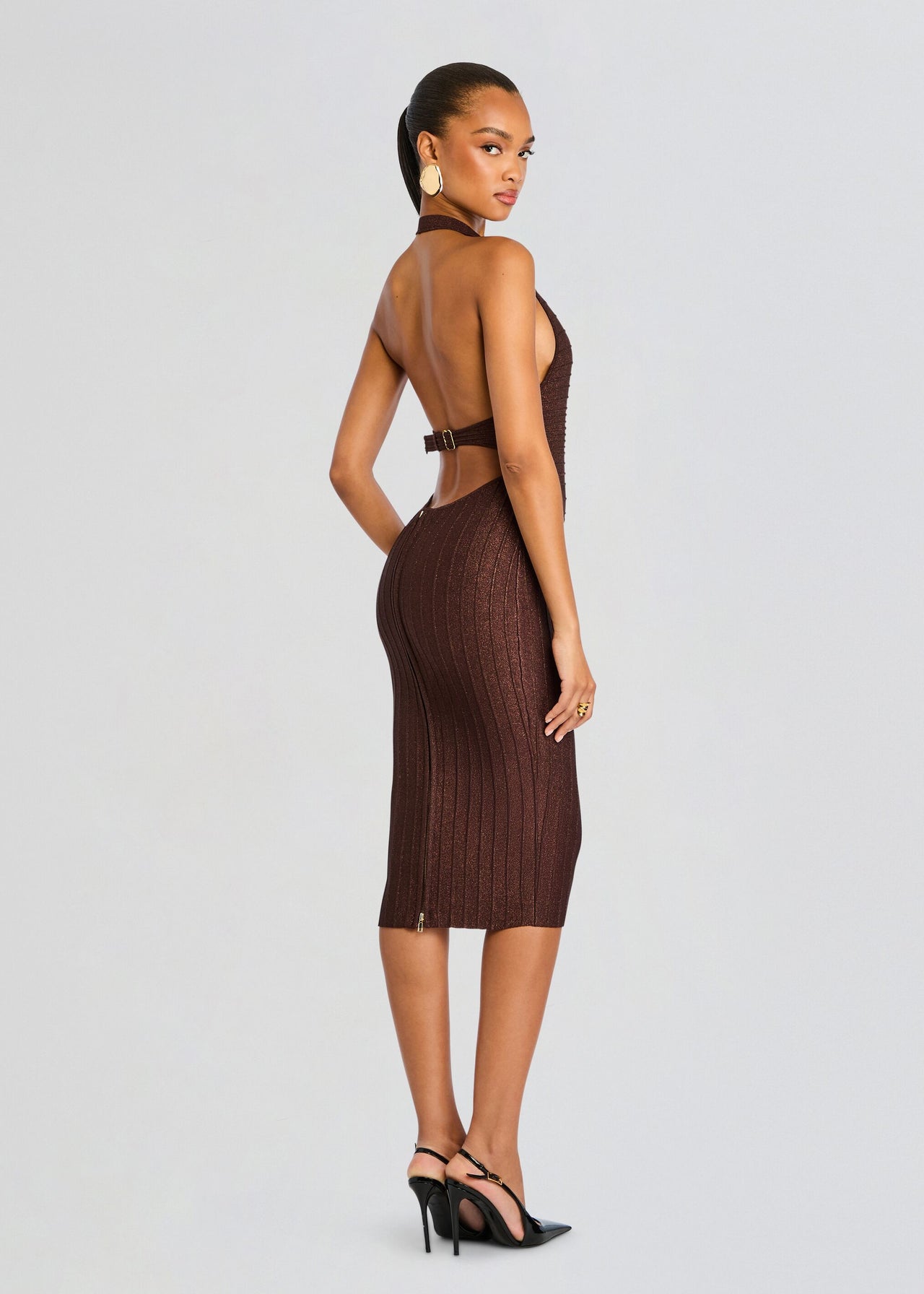 retrofte Women's Marilina Metallic Knit Dress - Brown - Casual dresses retrofte Women's Marilina Metallic Knit Dress - Brown - Casual dresses