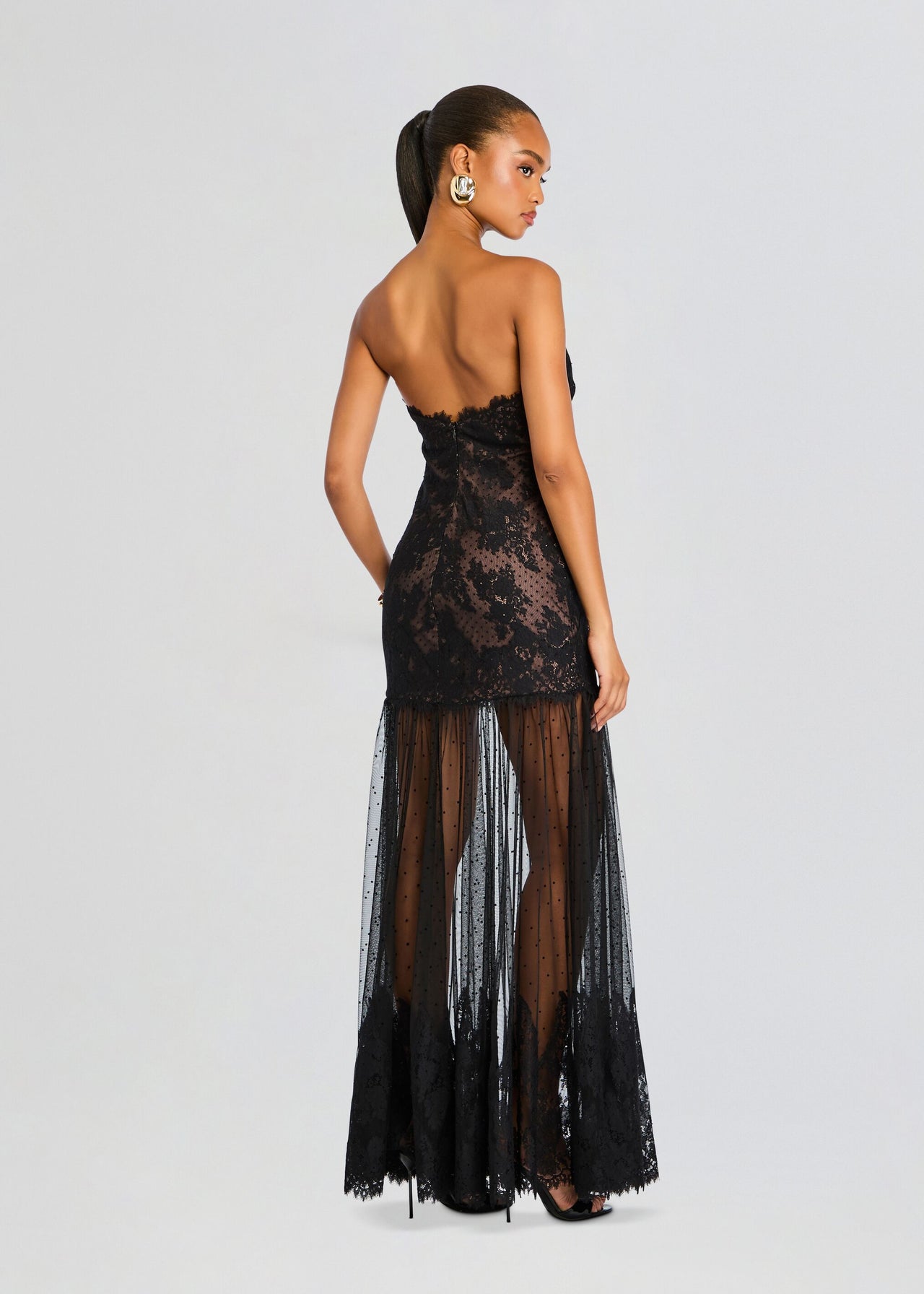 fitted lace wedding dress Vespera Long Lace Dress