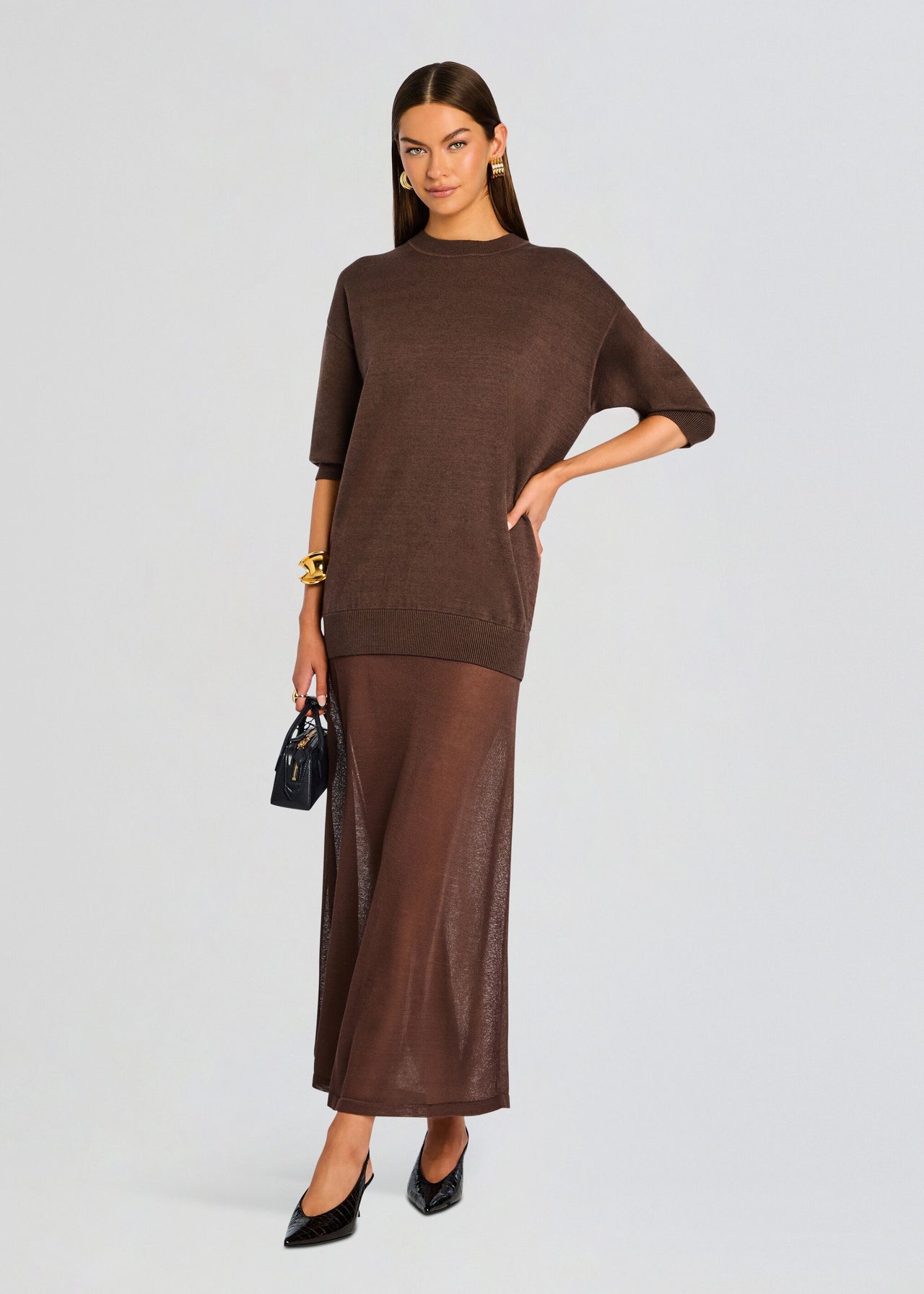 SER.O.YA Women's Arwen Knit Maxi Dress - Brown - Maxi dresses SER.O.YA Women's Arwen Knit Maxi Dress - Brown - Maxi dresses