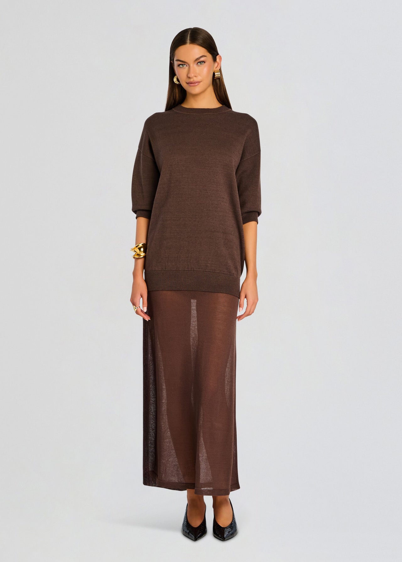 SER.O.YA Women's Arwen Knit Maxi Dress - Brown - Maxi dresses SER.O.YA Women's Arwen Knit Maxi Dress - Brown - Maxi dresses
