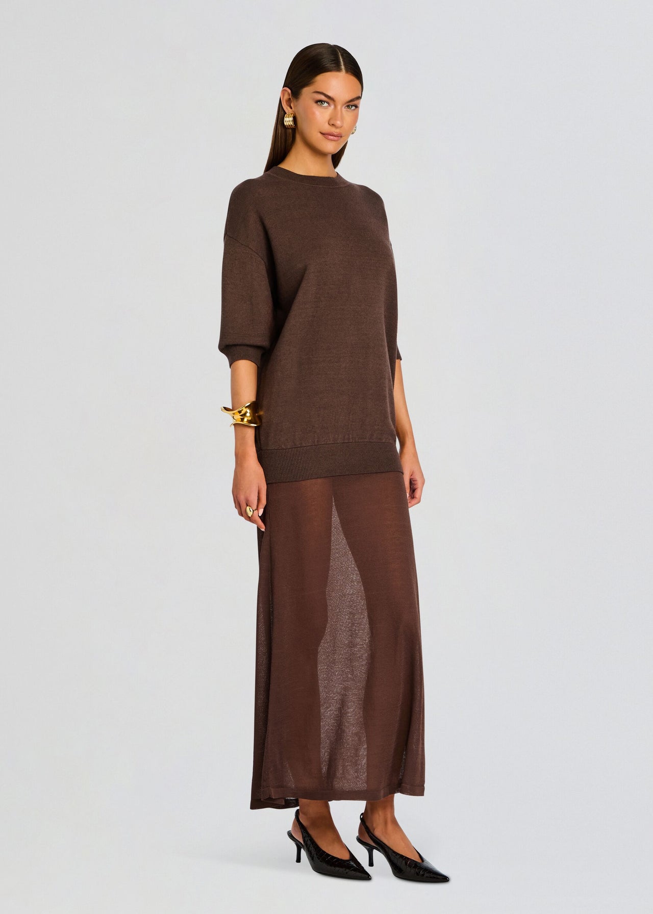 SER.O.YA Women's Arwen Knit Maxi Dress - Brown - Maxi dresses SER.O.YA Women's Arwen Knit Maxi Dress - Brown - Maxi dresses