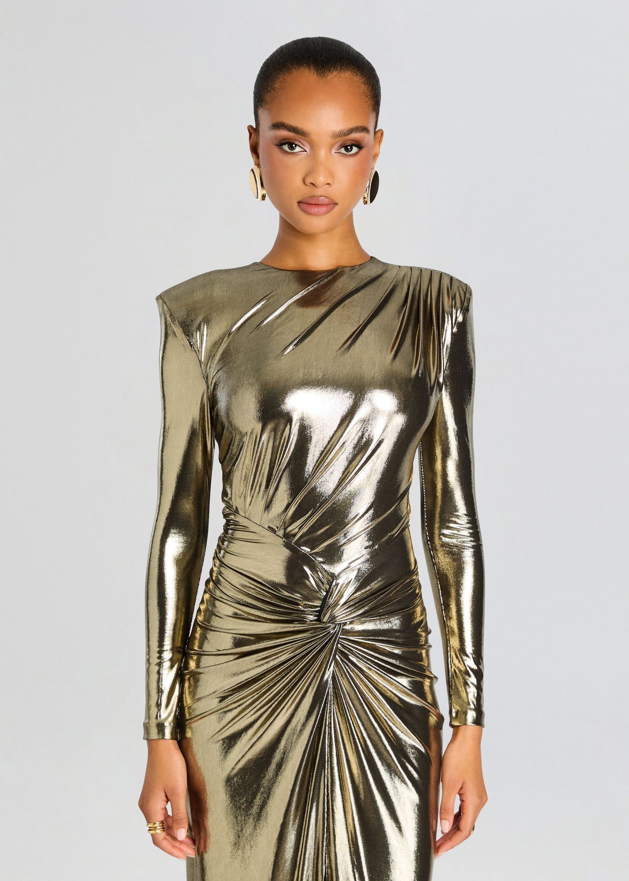 Retrofete Fenella Metallic Long-Sleeve Twist Dress, Women's, S, Cocktail & Party Wedding Guest Dresses Long-Sleeve Dresses Retrofete Fenella Metallic Long-Sleeve Twist Dress, Women's, S, Cocktail & Party Wedding Guest Dresses Long-Sleeve Dresses
