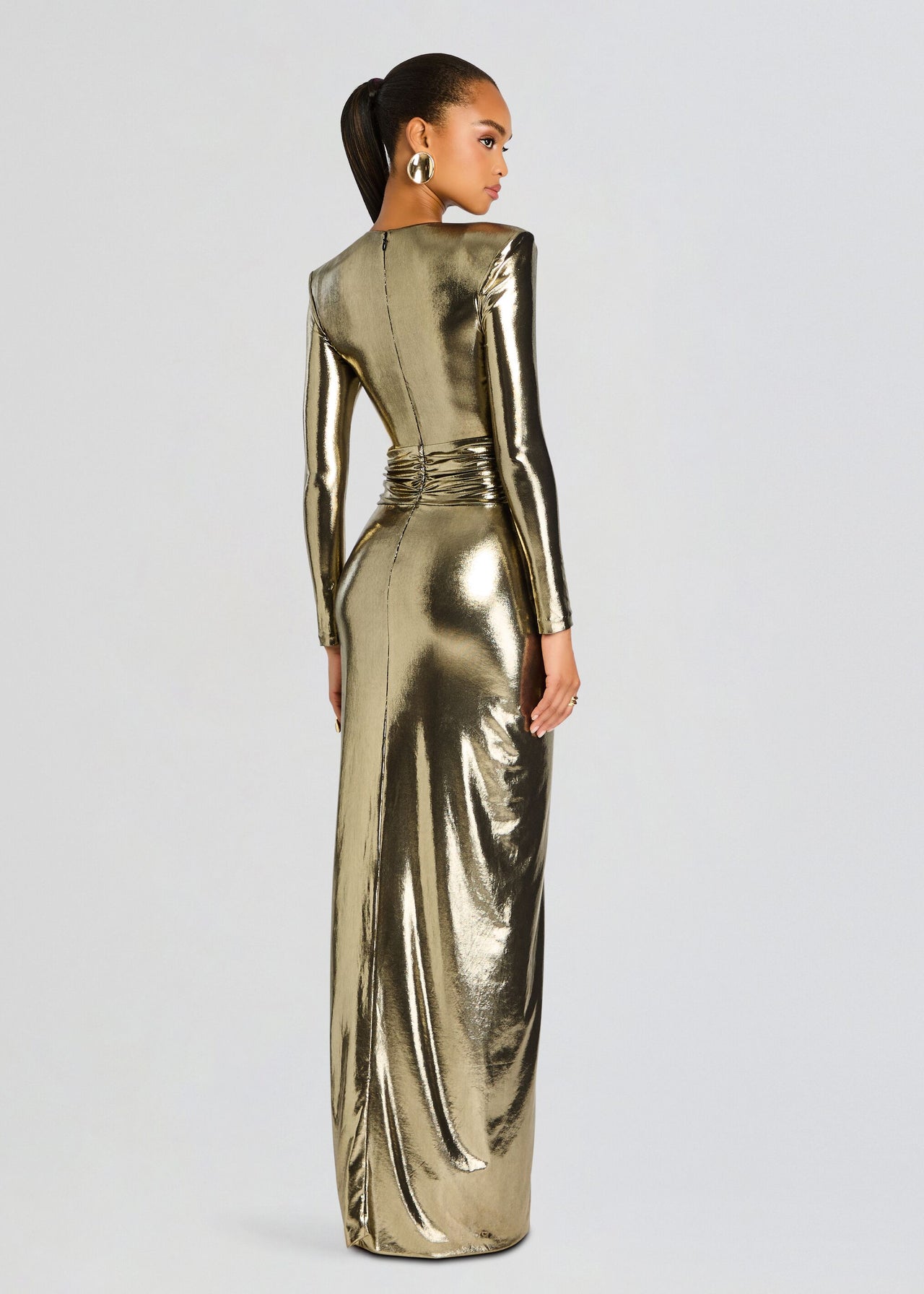 Retrofete Fenella Metallic Long-Sleeve Twist Dress, Women's, S, Cocktail & Party Wedding Guest Dresses Long-Sleeve Dresses